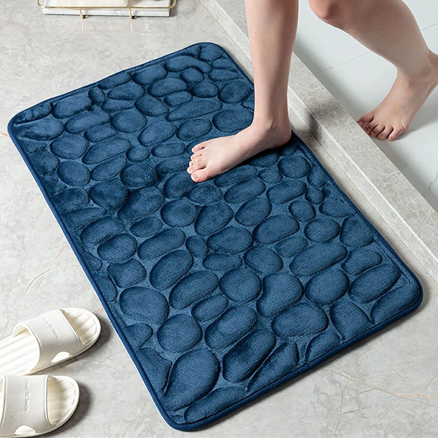 Soft Memory Foam Non Slip Cobblestone Embossing Bath Mat Clearance Best