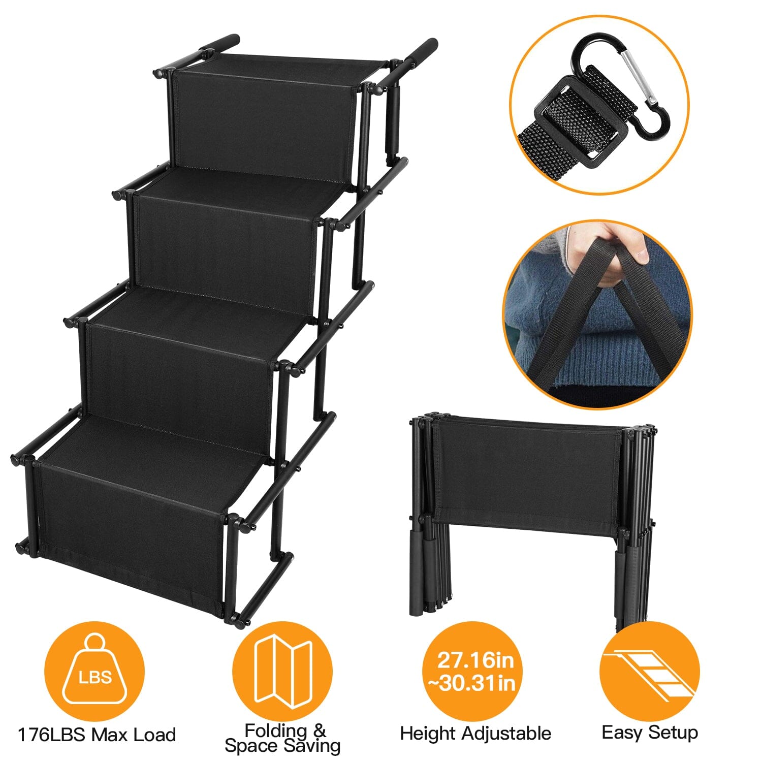 Foldable Dog Ramp 4 Step Collapsible Non Slip Stairs Discount Wholesale