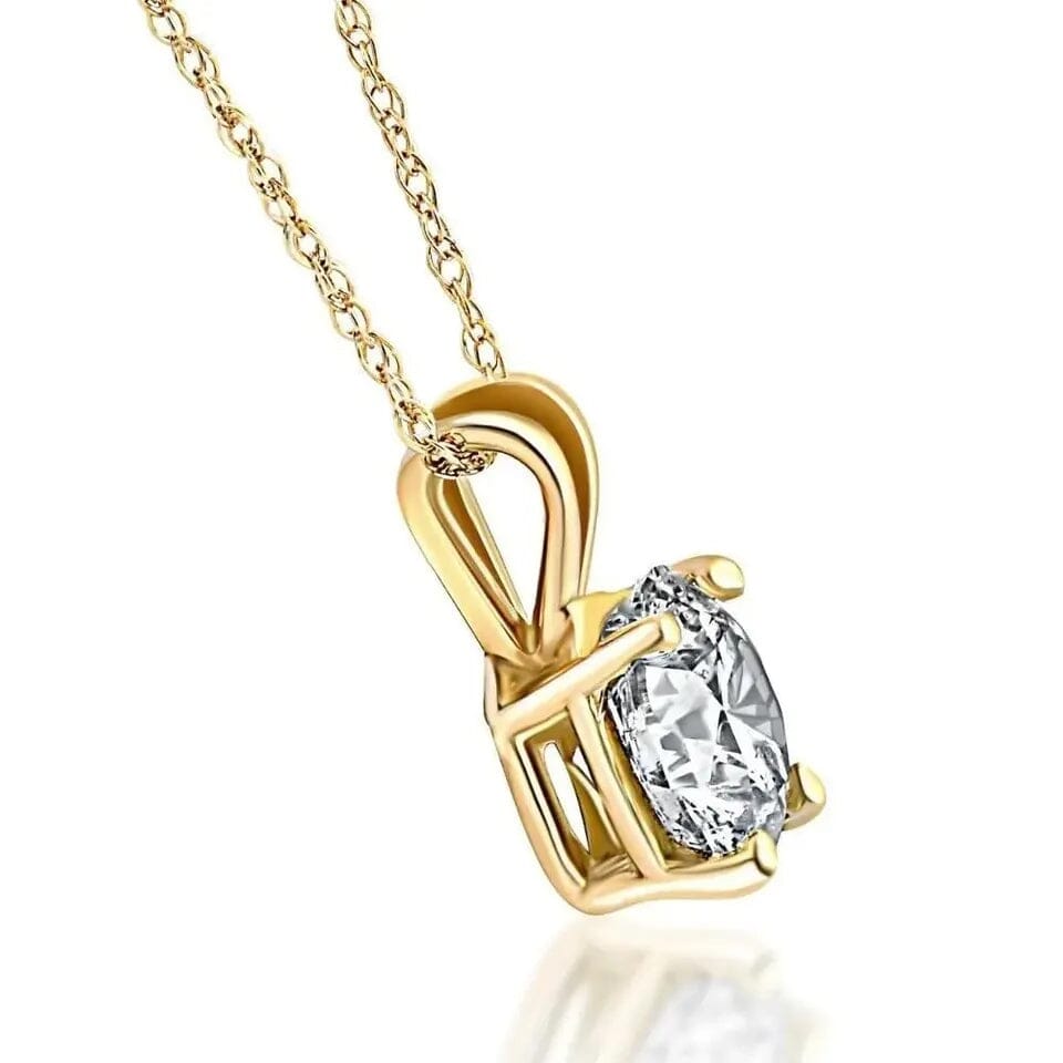 1/4 - 2 Ct T.W. Natural Diamond Solitaire Pendant in 14K White or Yellow Gold Cheap Genuine