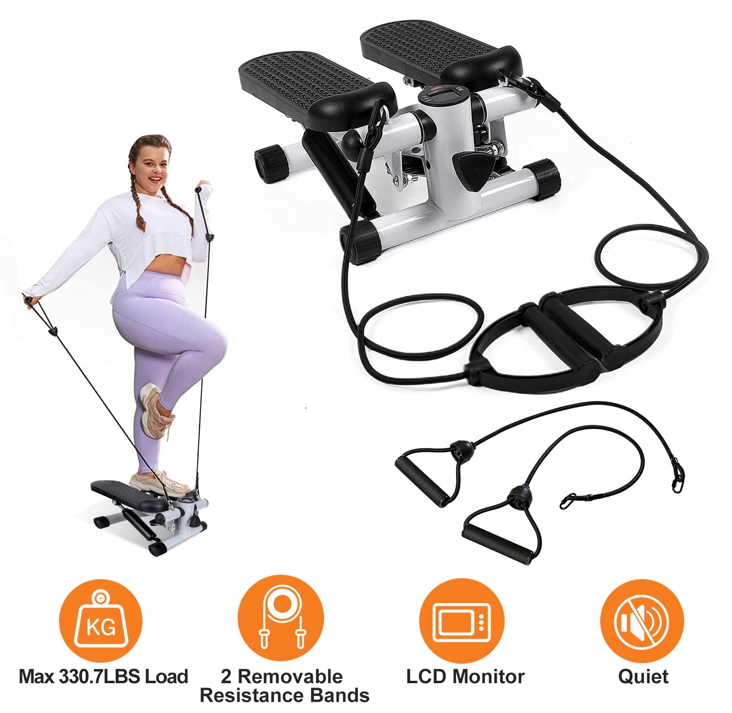 Mini Fitness Stepper with 2 Resistance Bands LCD Monitor Tumblr Cheap Online