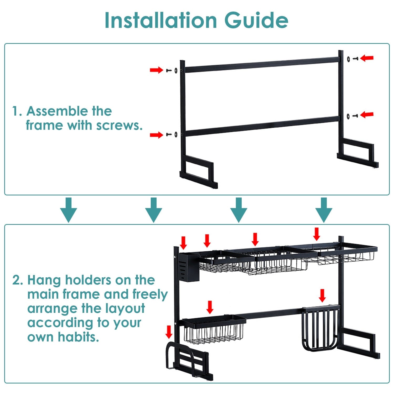 2-Tier Over the Sink Dish Drying Rack Inexpensive