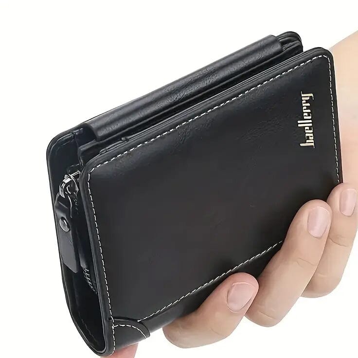 Men's Short Multi-Card Slots Tri-Fold Zipper Coin Pocket Wallet Low Pice For Sale