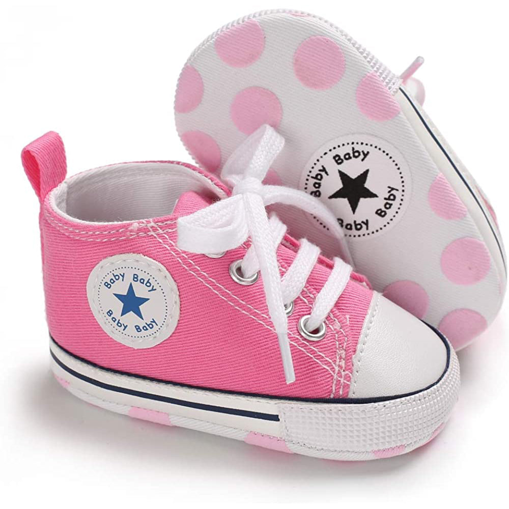 Unisex High Top Sneaker Soft Anti-Slip Sole Newborn Infant Denim Shoes Visit