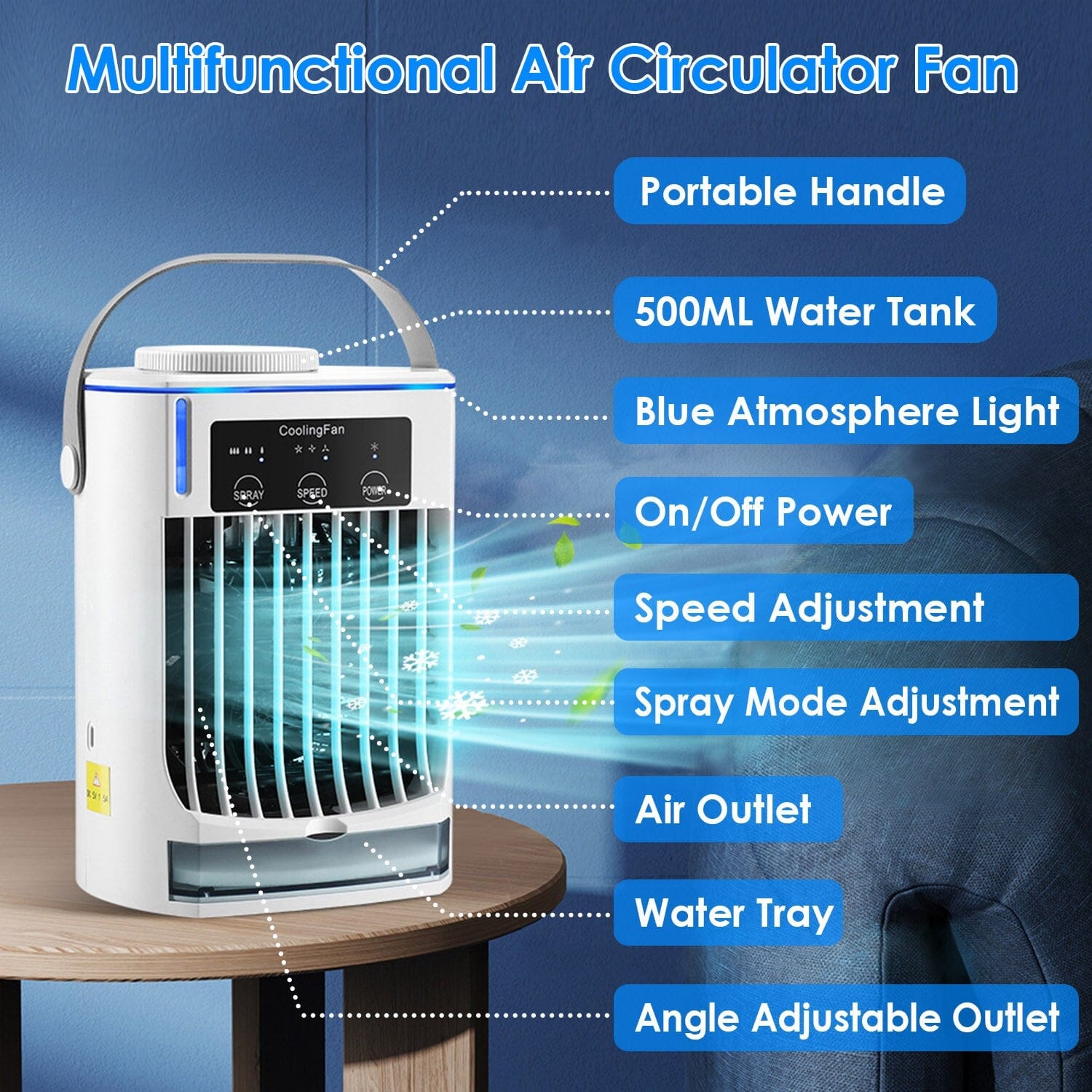 Portable Air Conditioner Fan Evaporative Humidifier 3 Speed Spray Cheap Sale Good Selling