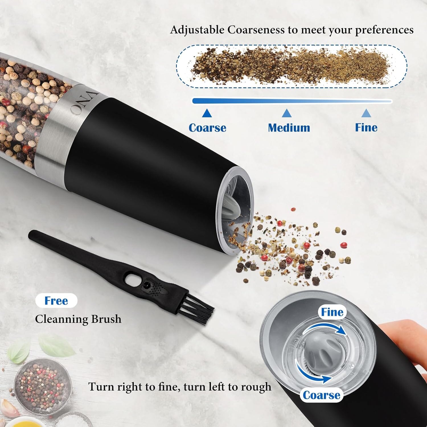 2-Piece Set: Gravity Electric Salt and Pepper Grinder Set, Battery Powered LED Light One Hand Automatic Operation Discount Wiki