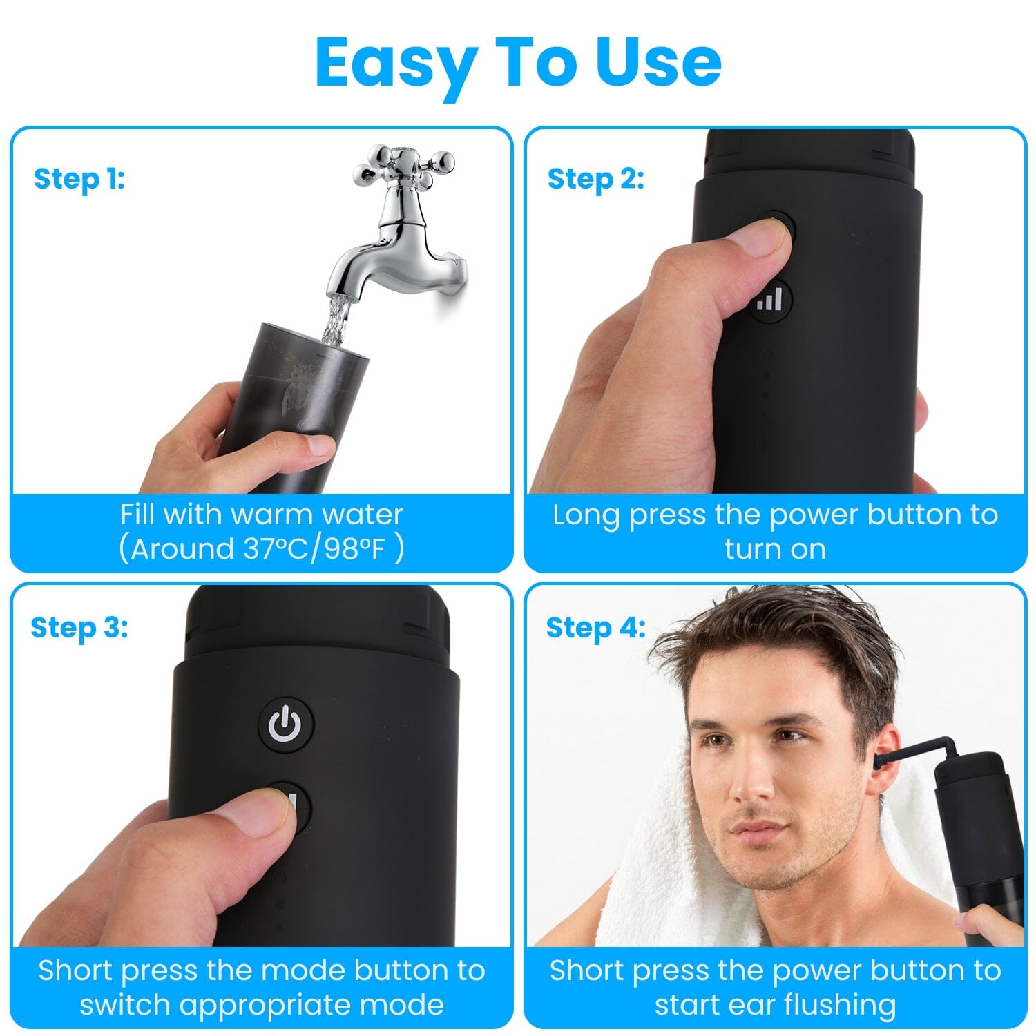 Electric Ear Wax Removal Kit with 3 Modes 6 Ear Tips IPX7 Waterproof USB Rechargeable Clearance Cost