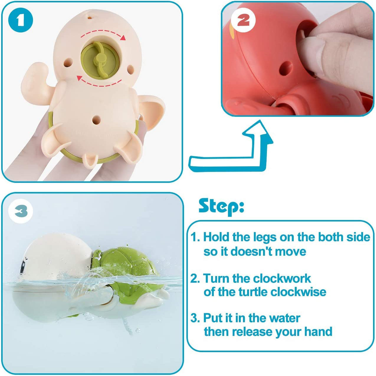 3-Pack: Cute Swimming Turtle Bath Toys Cost Cheap Pice