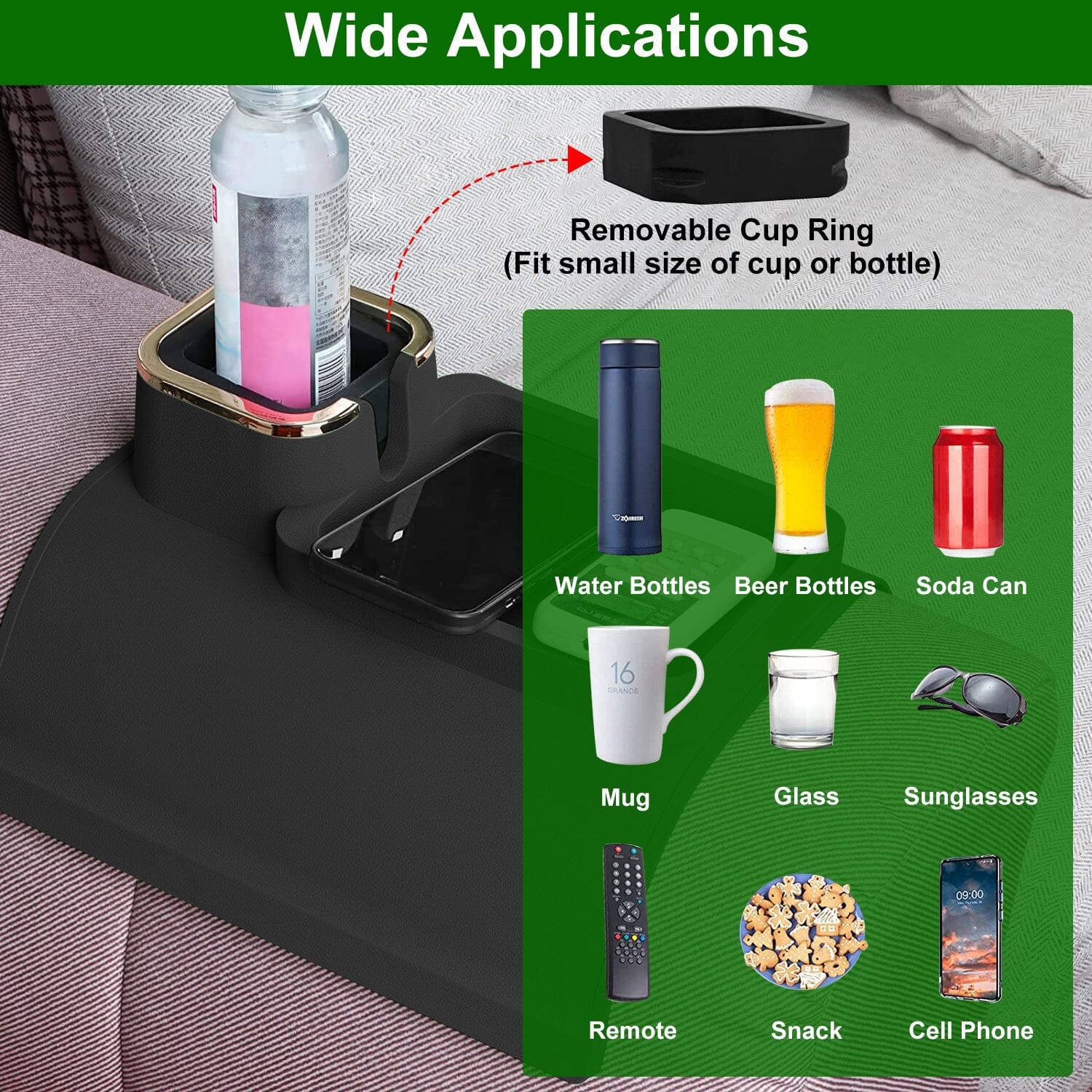 Couch Arm Cup Holder Tray Anti-spill Anti-slip Silicone Armrest Remote Snack Organizer Cheap Online