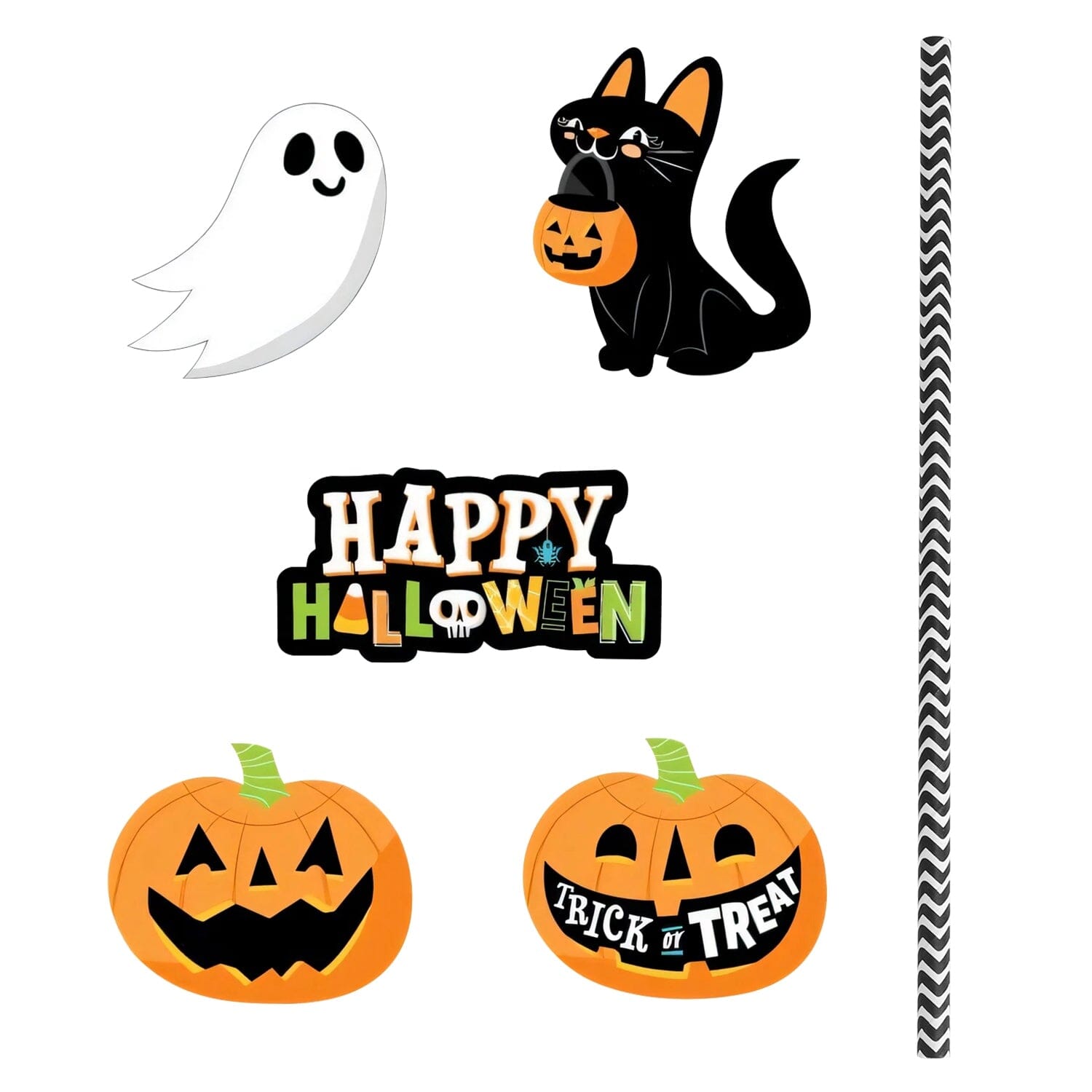 24-Pieces: Halloween Party Striped Decorative Paper Straws Online Shop From China