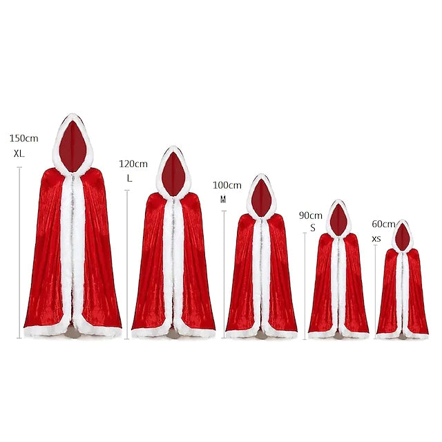 Velvet Hooded Cape Cloak Santa Cosplay Christmas Costumes Women Outlet New Styles