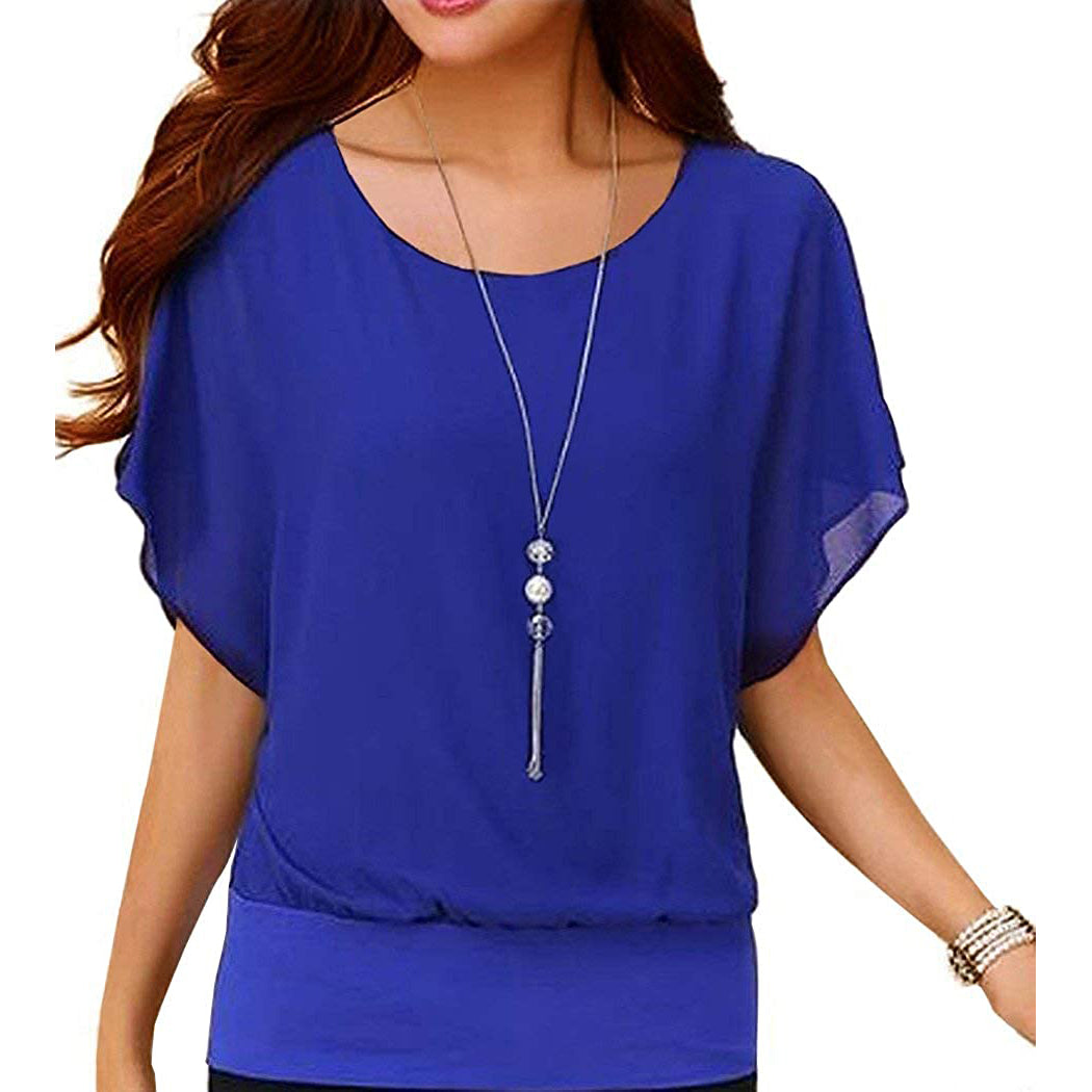 Women's Loose Casual Short Sleeve Chiffon Top T-Shirt Blouse Clearance Buy