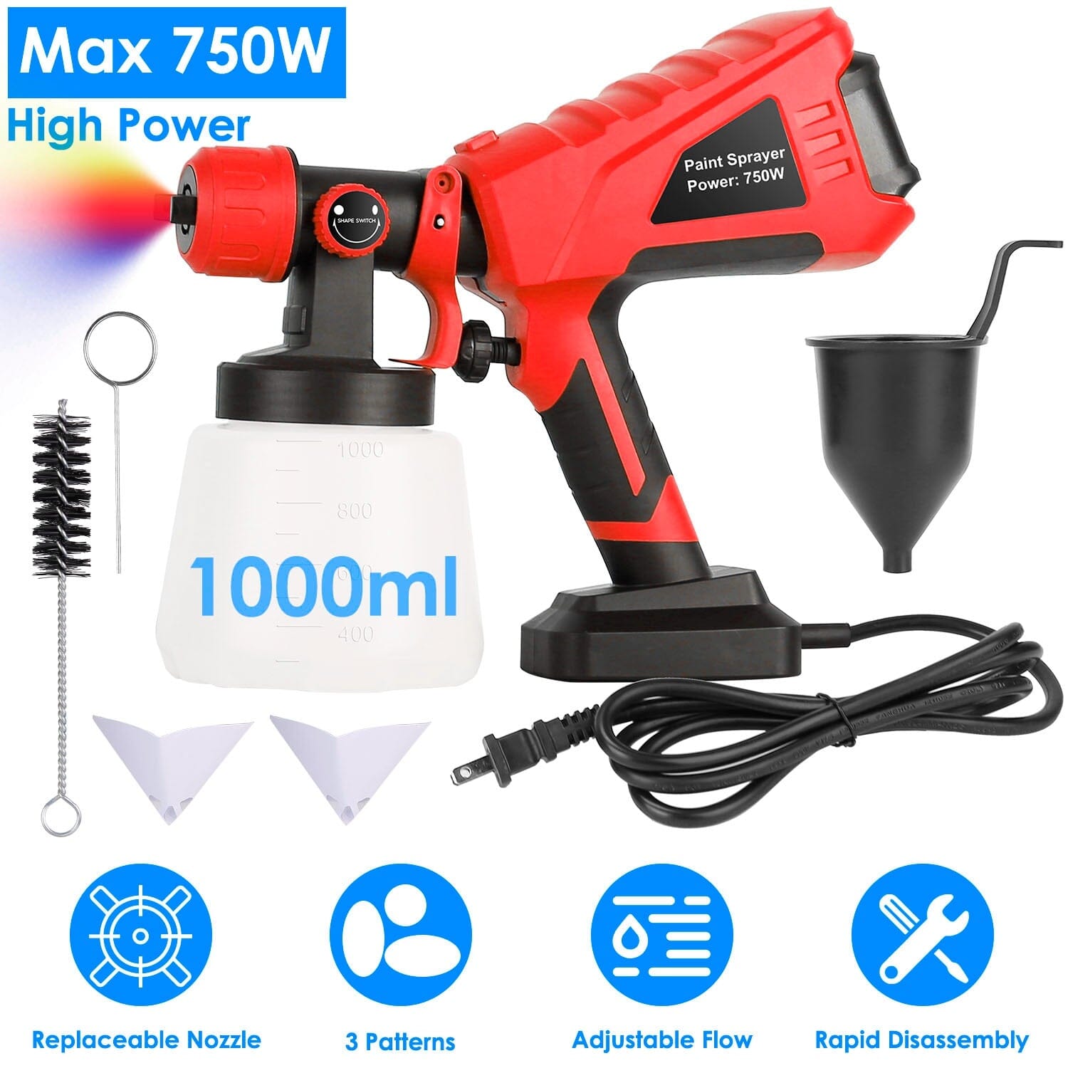 750W Electric Paint Sprayer Handheld with 3 Spray Patterns Cheap New Arrival