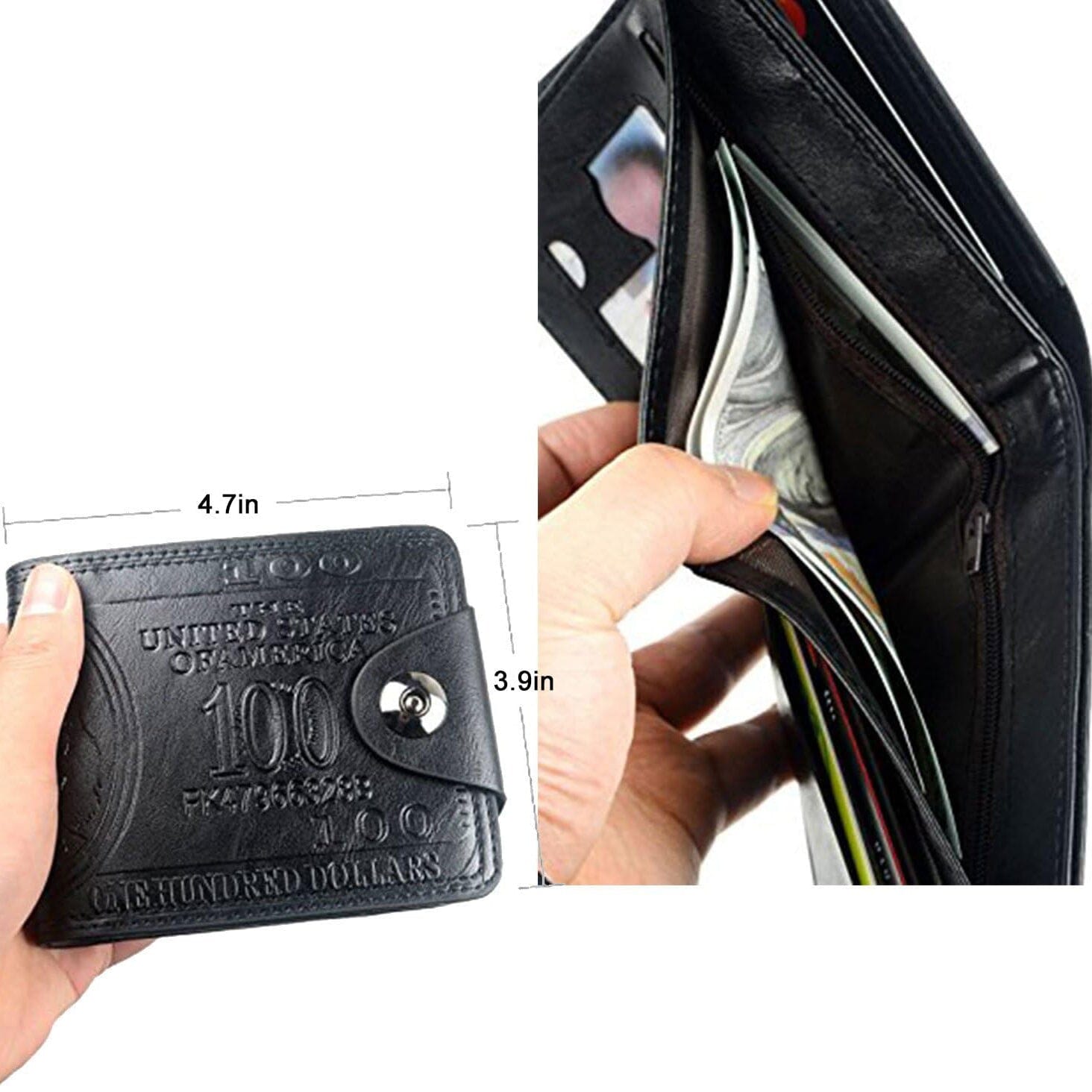 Men's USD Bill Wallet Billfold Leather Credit Card Photo Holder Outlet Store Locations