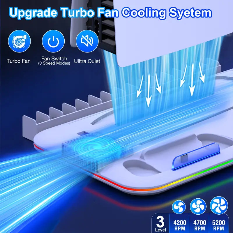 PS5 Cooling Stand with 3-Speed Adjustable Fan, RGB Lights, and Compact Design for PS5 Slim, Digital Discount Popular