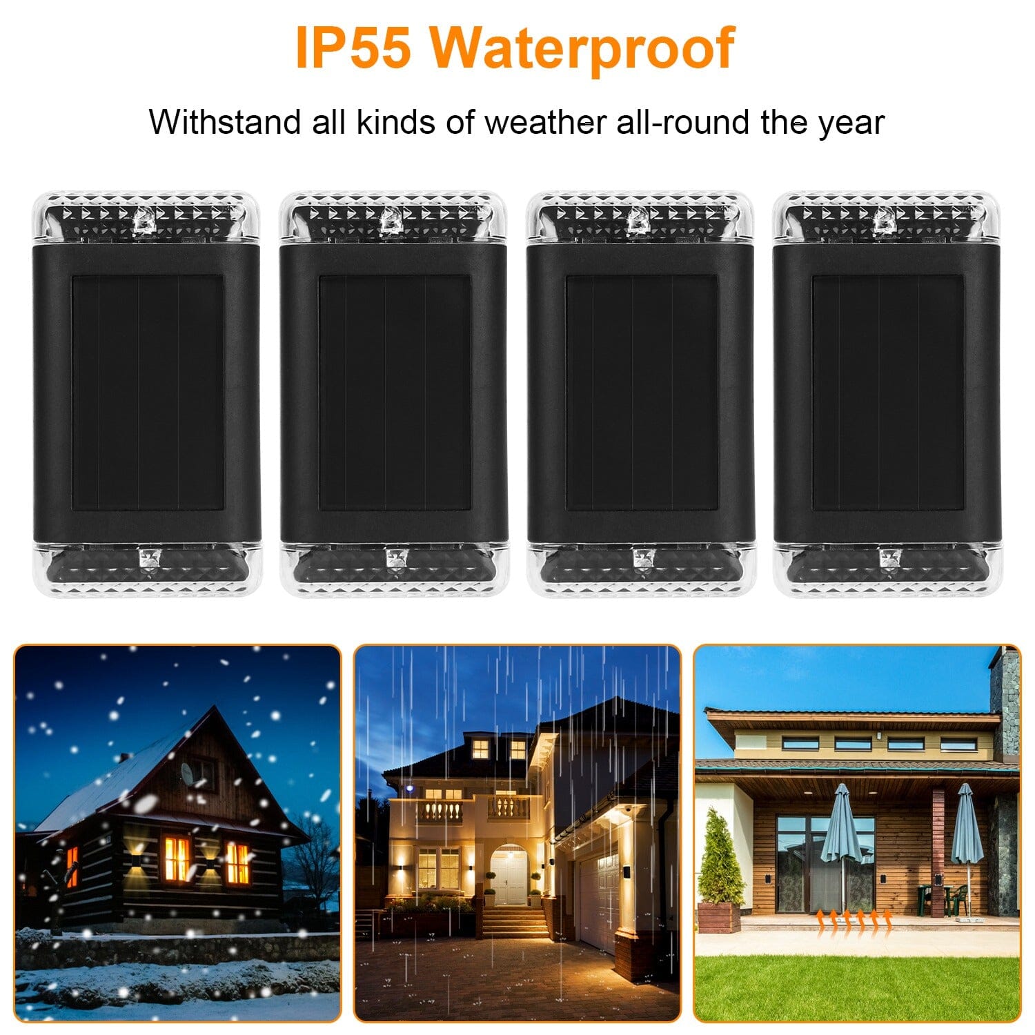 4-Pack: Solar Powered Wall Sconce Light IP55 Rechargeable Optical Sensor Lamp Outlet Pay With Paypal