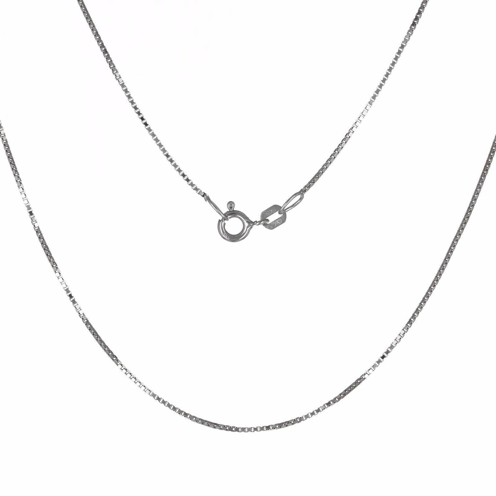 14K Solid White Gold Box Necklace Real Gold Chain Discount Order