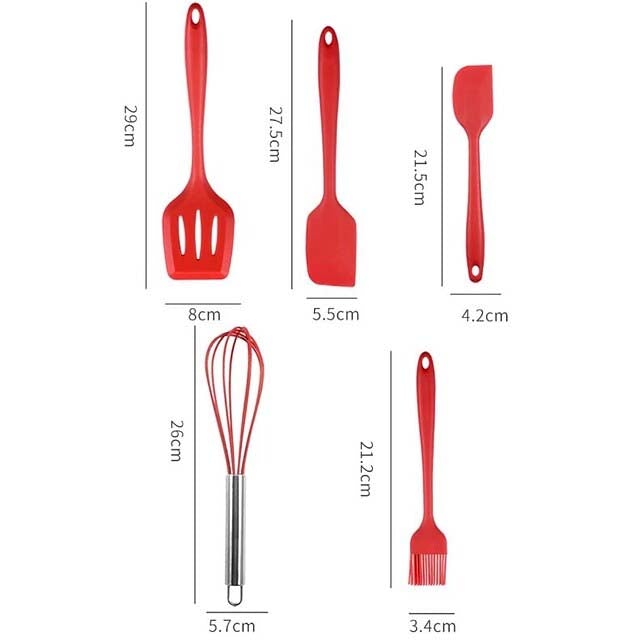 5-Pieces: Silicone Cooking Utensils Sets Clearance Free Shipping