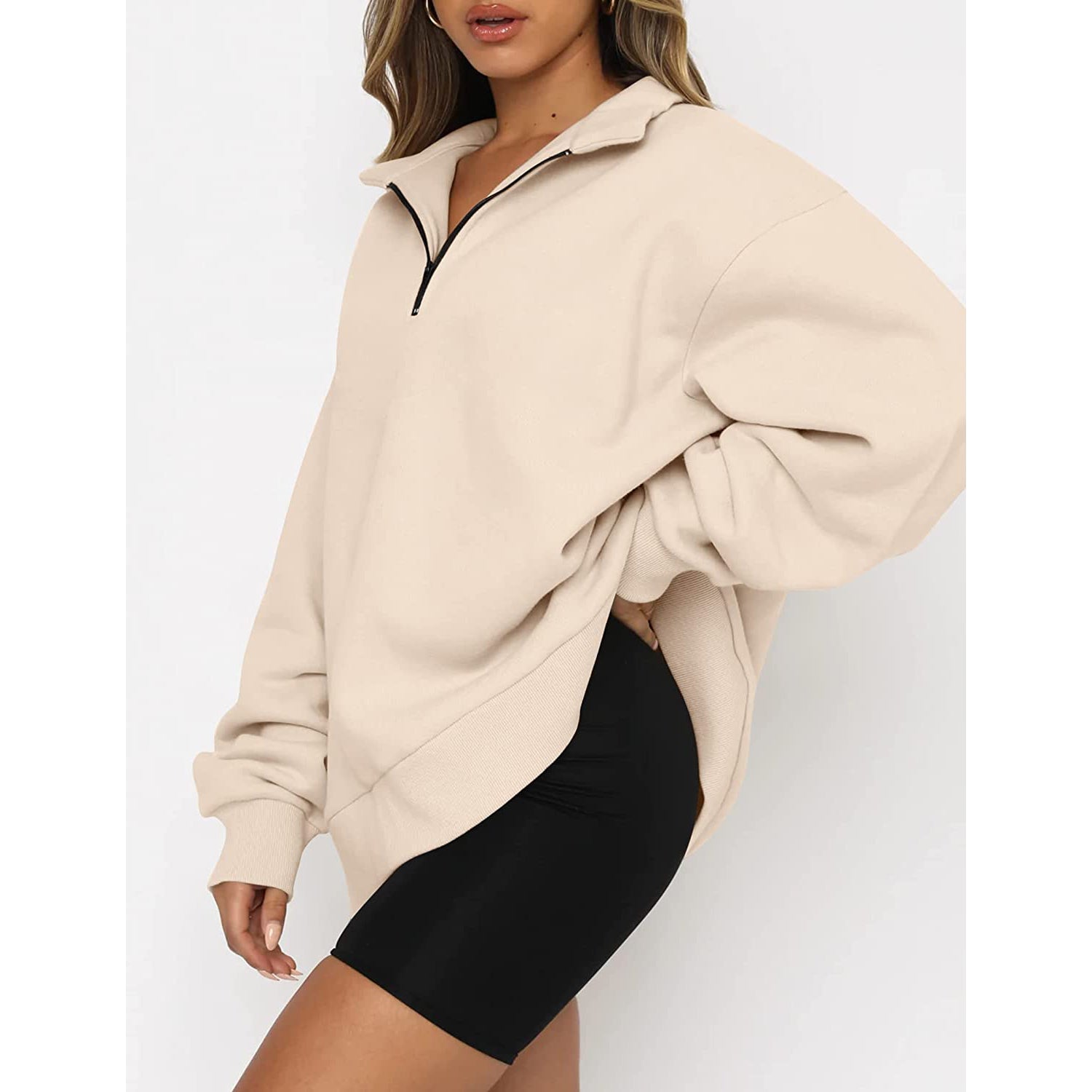 Womens Oversized Half Zip Pullover Long Sleeve Sweatshirt Cheap Sale Discounts