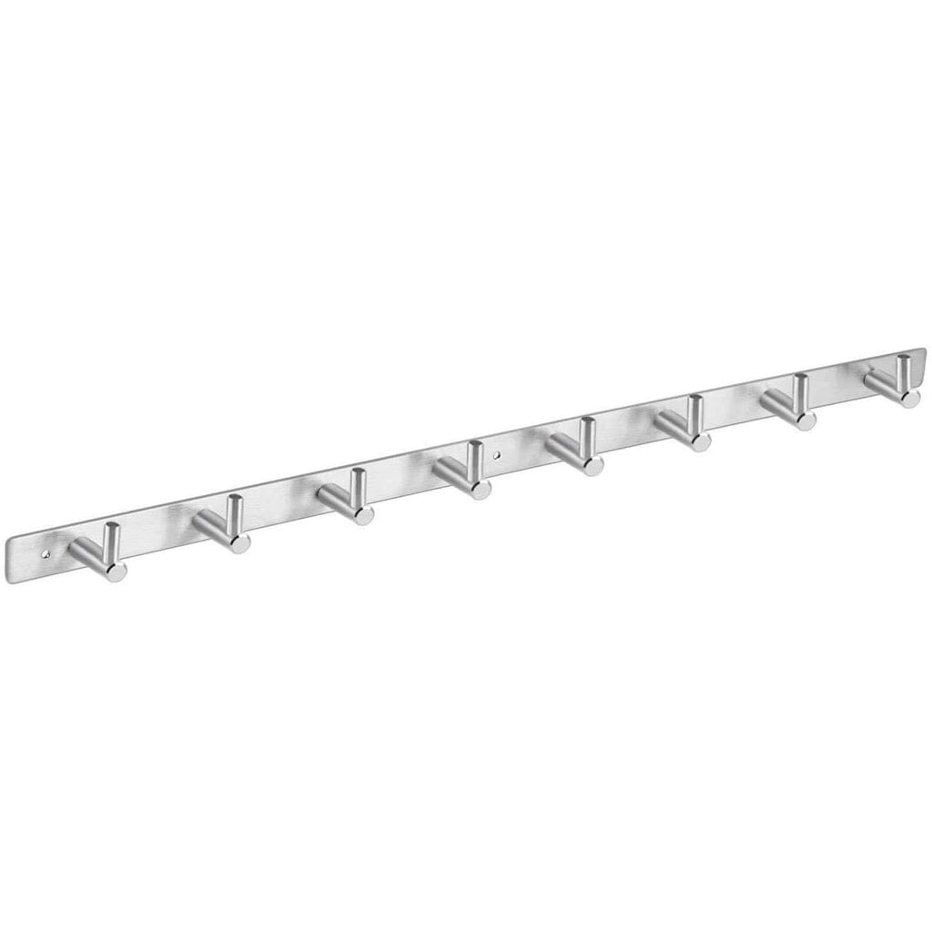 Stainless Steel 24 Wall Mounted Rack with 8 Hooks - Silver Outlet 2025 New