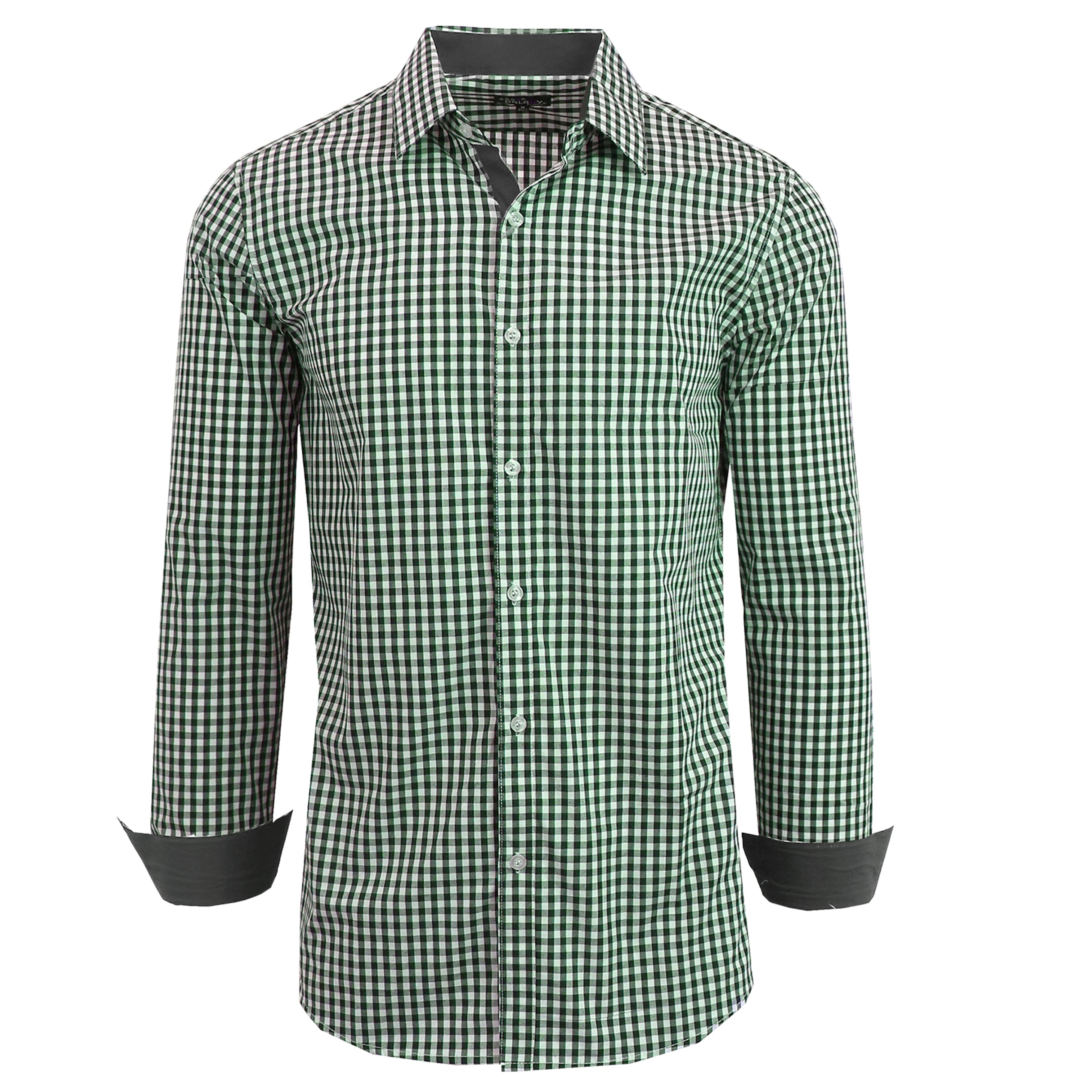 Men's Long Sleeve Slim Fitting Gingham Pattern Dress Shirts 2025 New Cheap Online