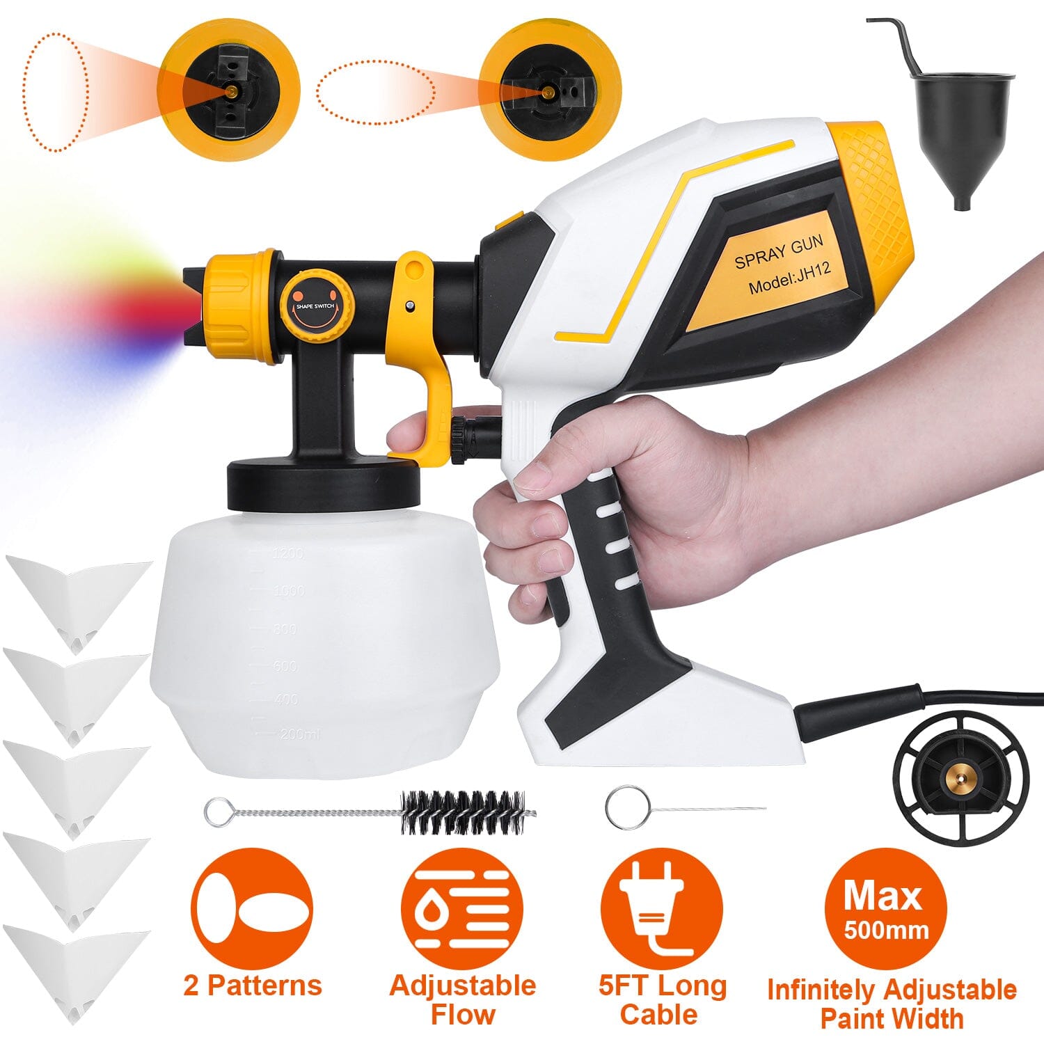 Electric Paint Sprayer HVLP with Different Spray Patterns 1200ML Detachable Container Best Store To Get Cheap Online