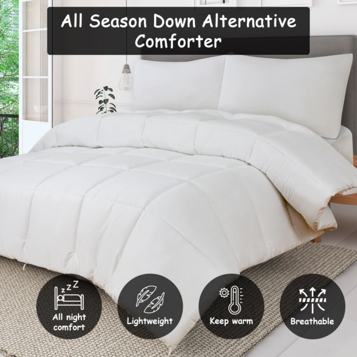 Royale All Season Down Alternative Bedding Lightweight Quilted Comforter with Corner Tabs Cheap Cost