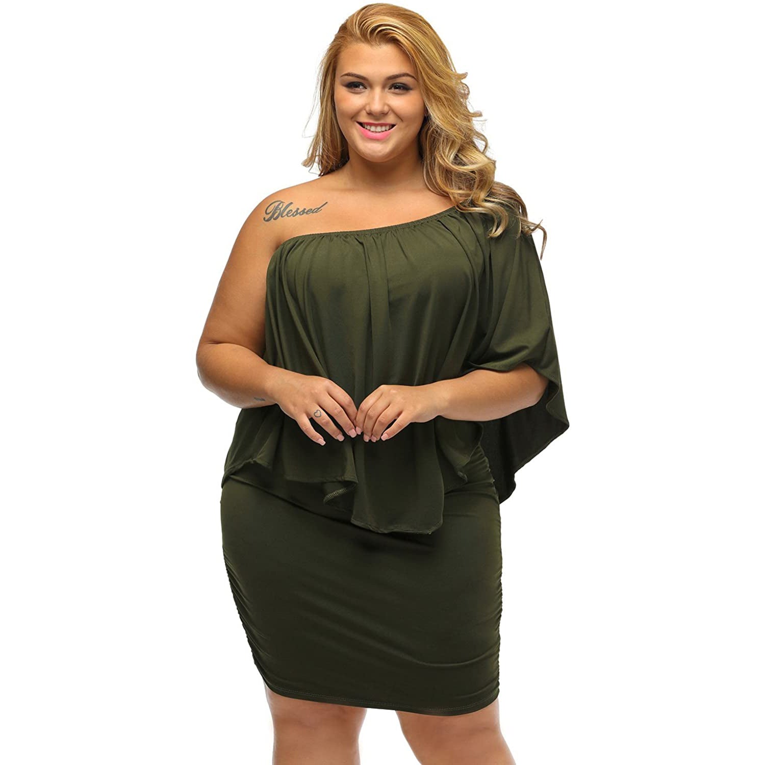 Women Off Shoulder Ruffles Bodycon Mini Dress Discount Newest