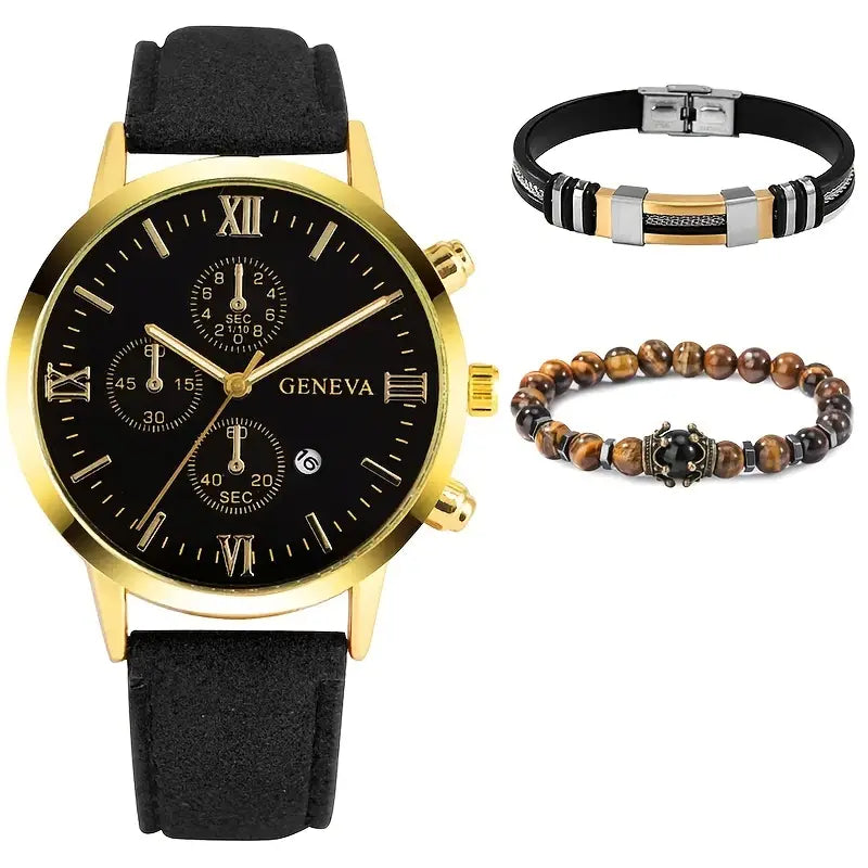 3-Piece Set: Men's Casual Analog Watches Latest