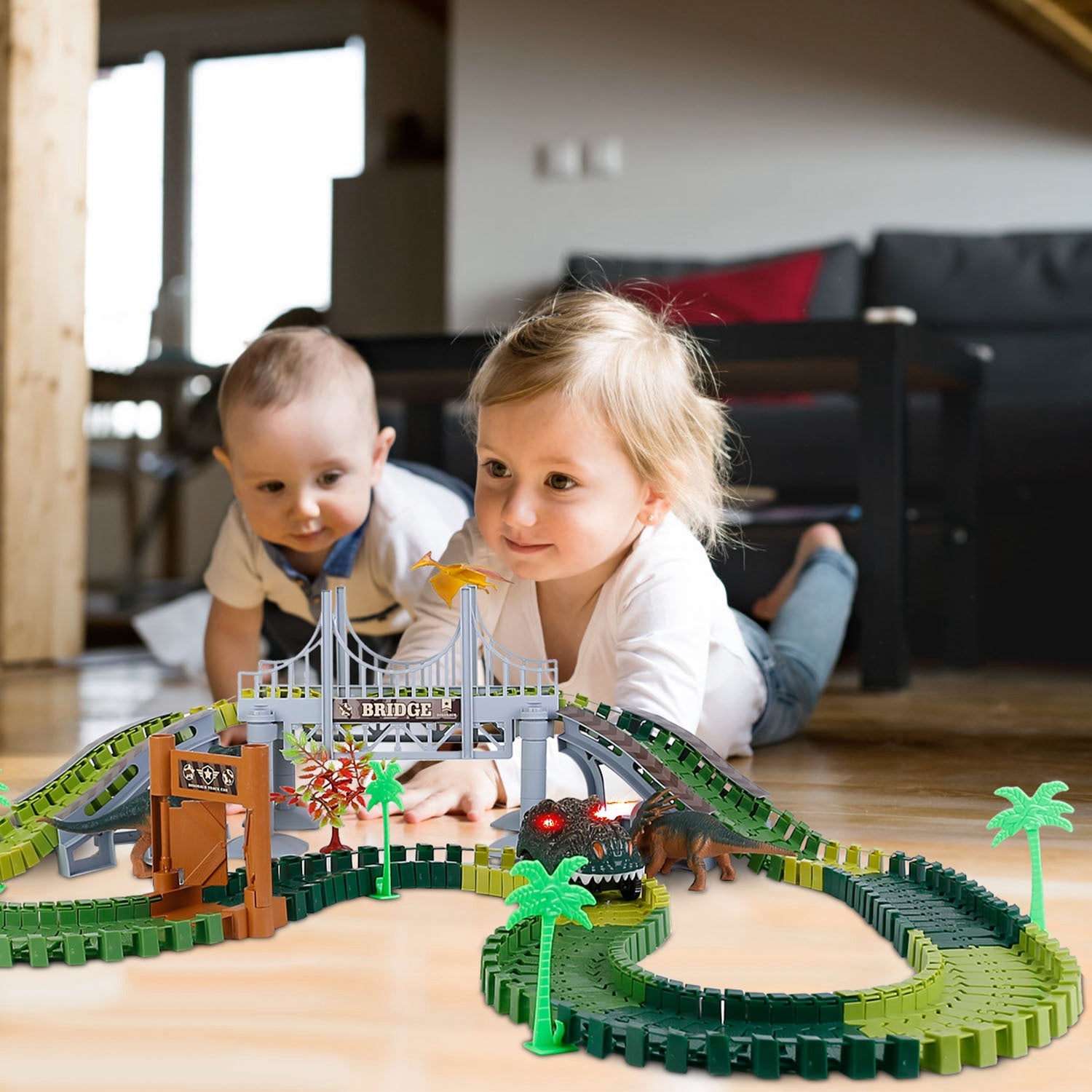 175-Piece: Dinosaur Race Track Set Fast Delivery Online