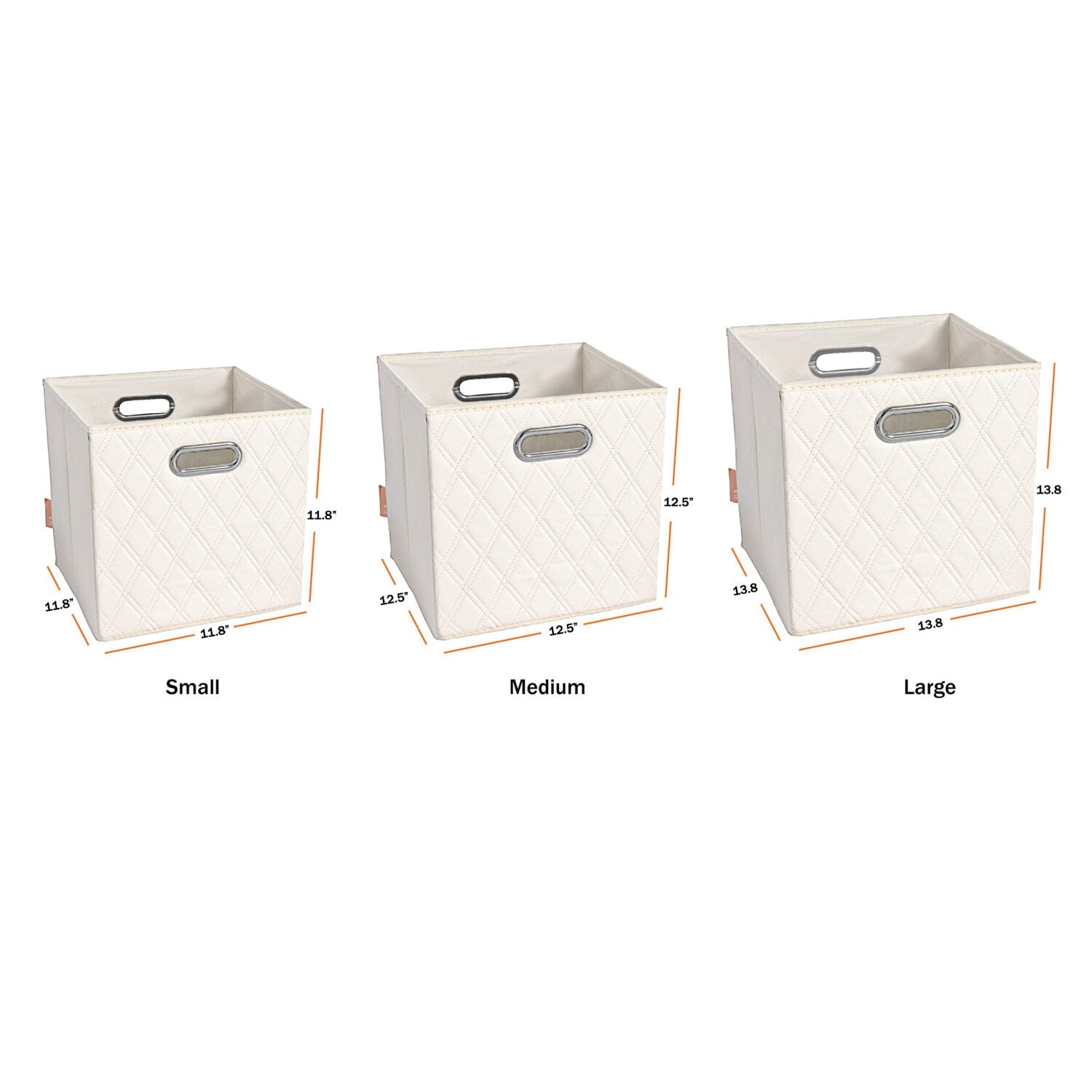 Set of 2: 11-13 Foldable Diamond Patterned Faux Leather Storage Cube Bins Discount Footaction