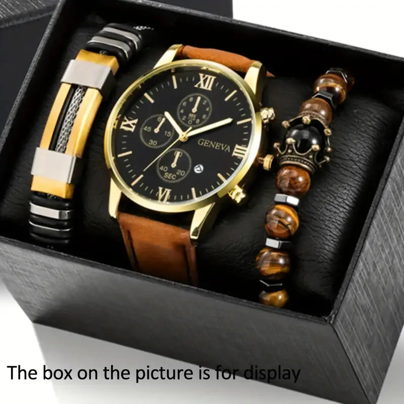 3-Piece Set: Men's Casual Analog Watches Latest