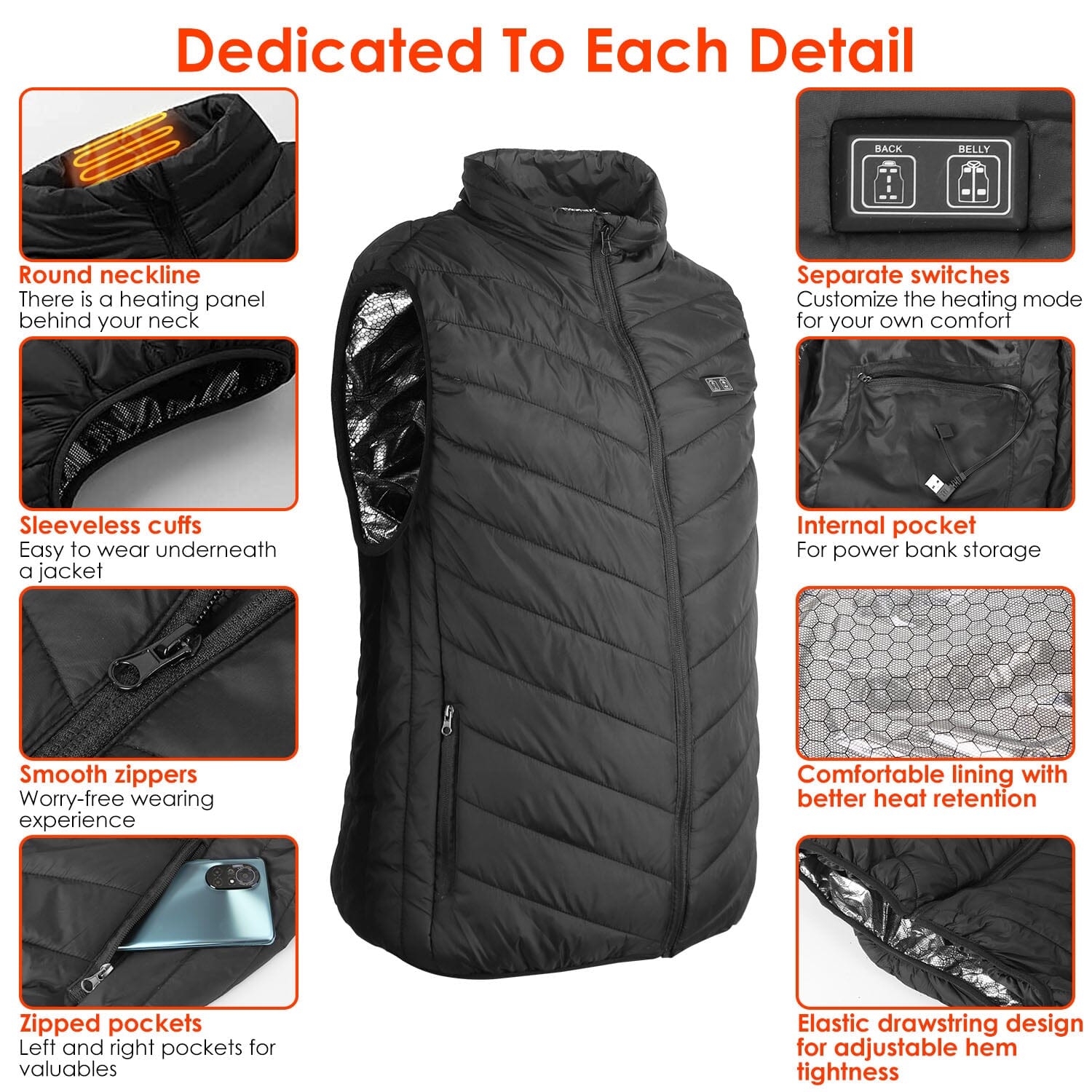 Heated Vest Electric USB Jacket with 3 Temperature Levels Cheap Sale Brand New Unisex