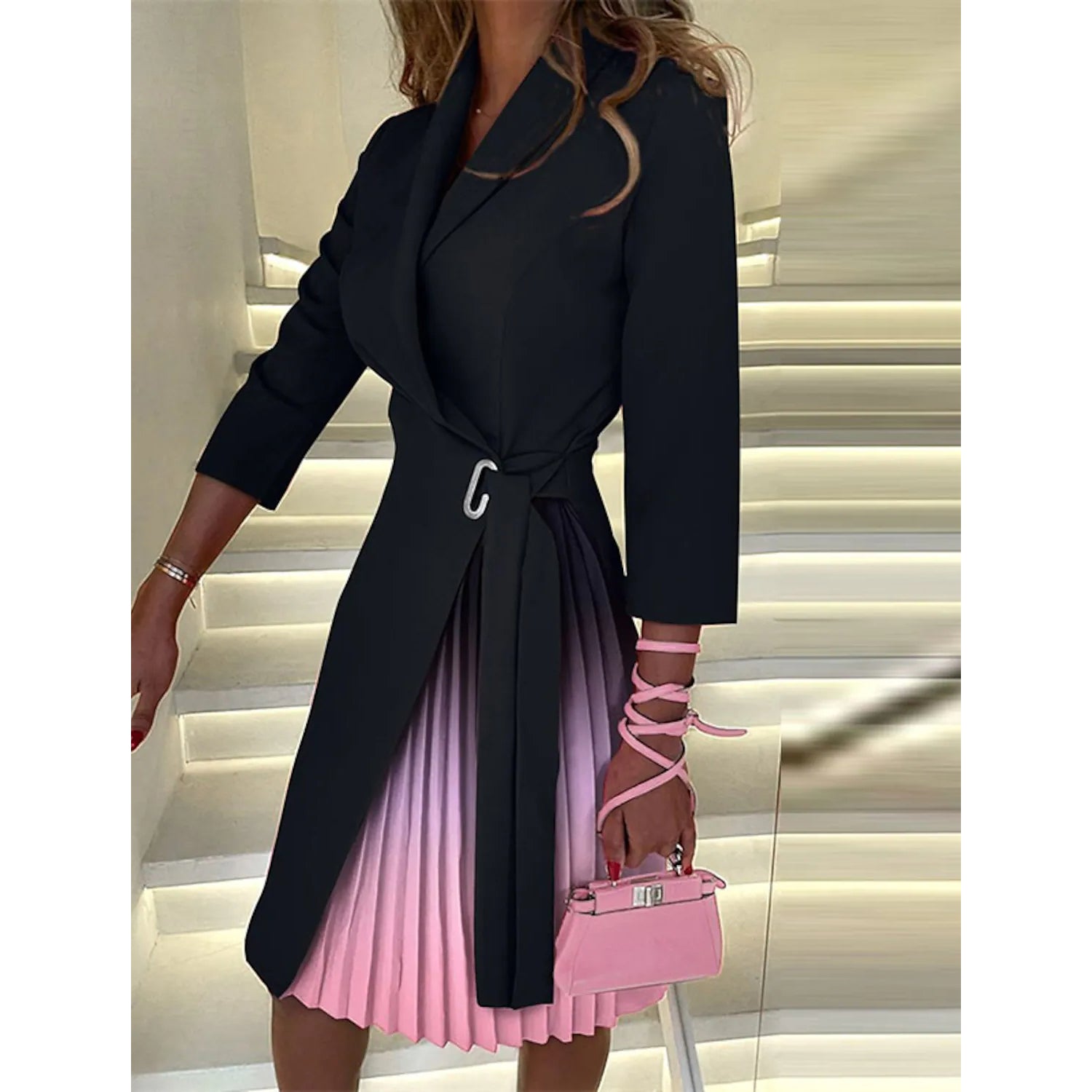 Women's Blazer Dress A Line Dress Knee Length Ruched Print Dress Fast Delivery Cheap Online