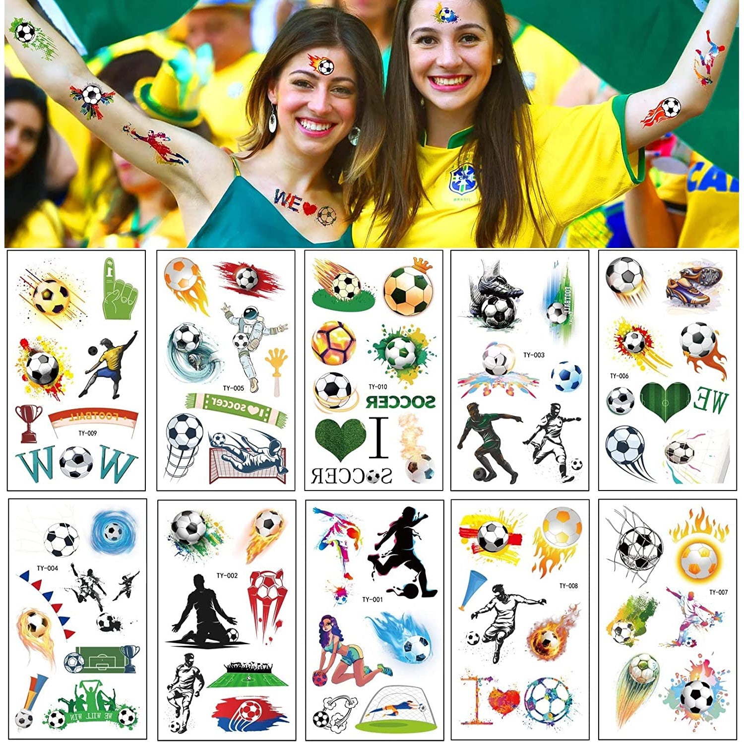 20 Sheet 2022 Football World Cup Football Sports Face Sticker Collections Online