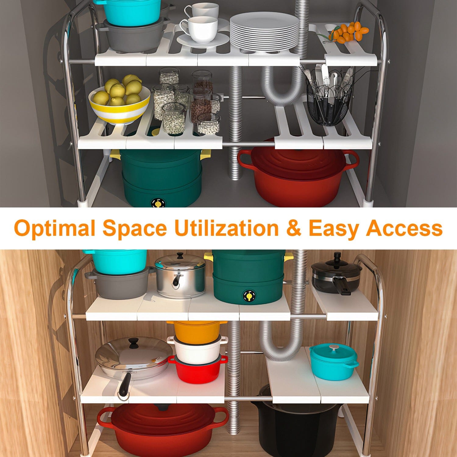 2-Tier Under Sink Organizer Retractable Kitchen Rack Holder Reliable Cheap Online