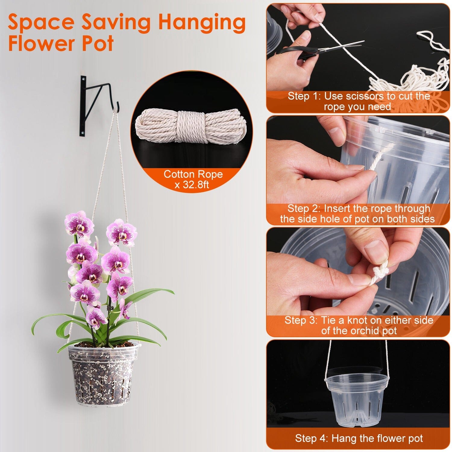 9-Piece: Orchid Pots Clear Reusable Plastic Flower Plant Nursery Planter Buy Cheap Free Shipping