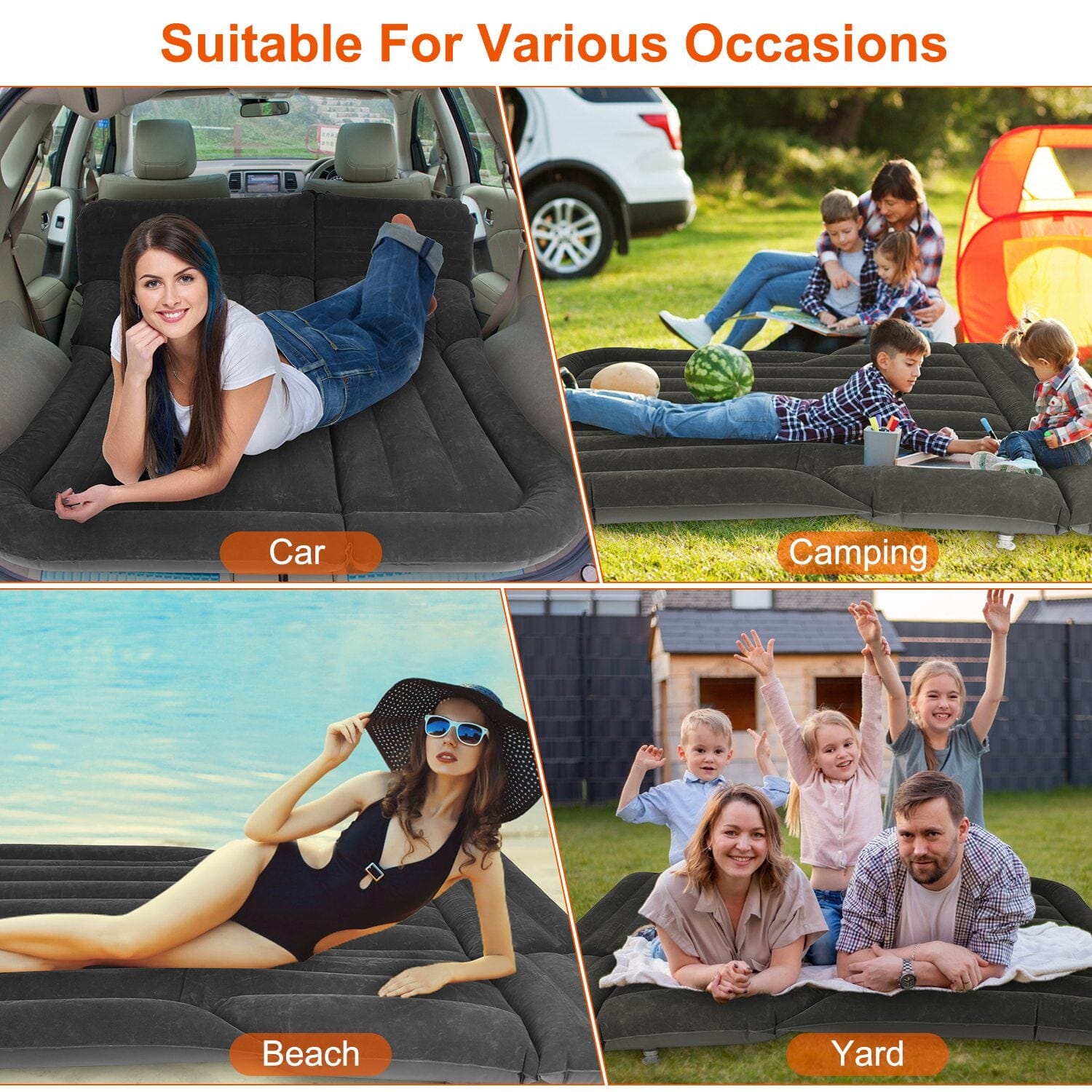 Inflatable SUV Air Mattress Thickened Camping Bed Cushion with Pillow Discount Best Sale