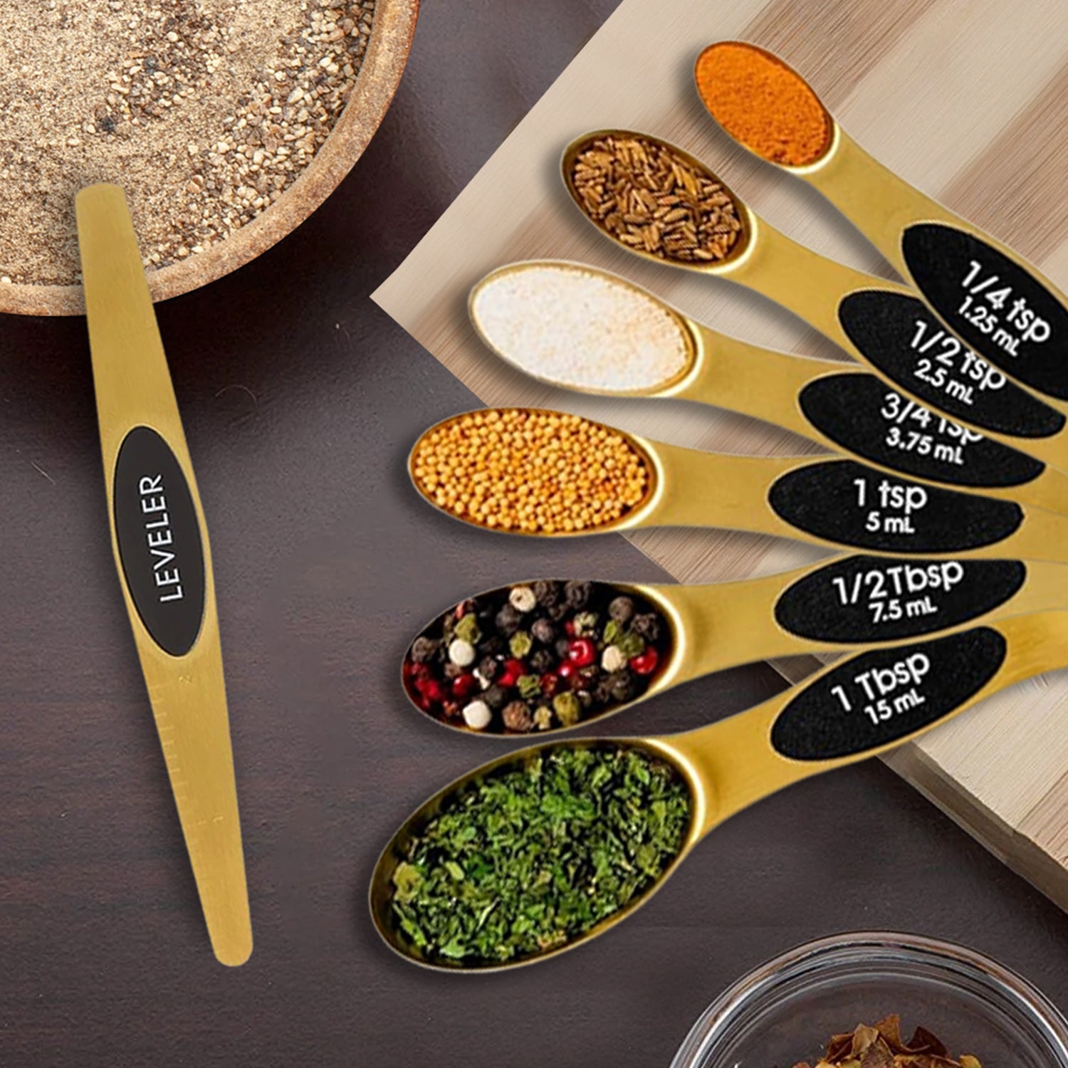 8-Piece: Double Sided Stackable Copper Magnetic Measuring Spoons Set with Leveler Free Shipping Genuine