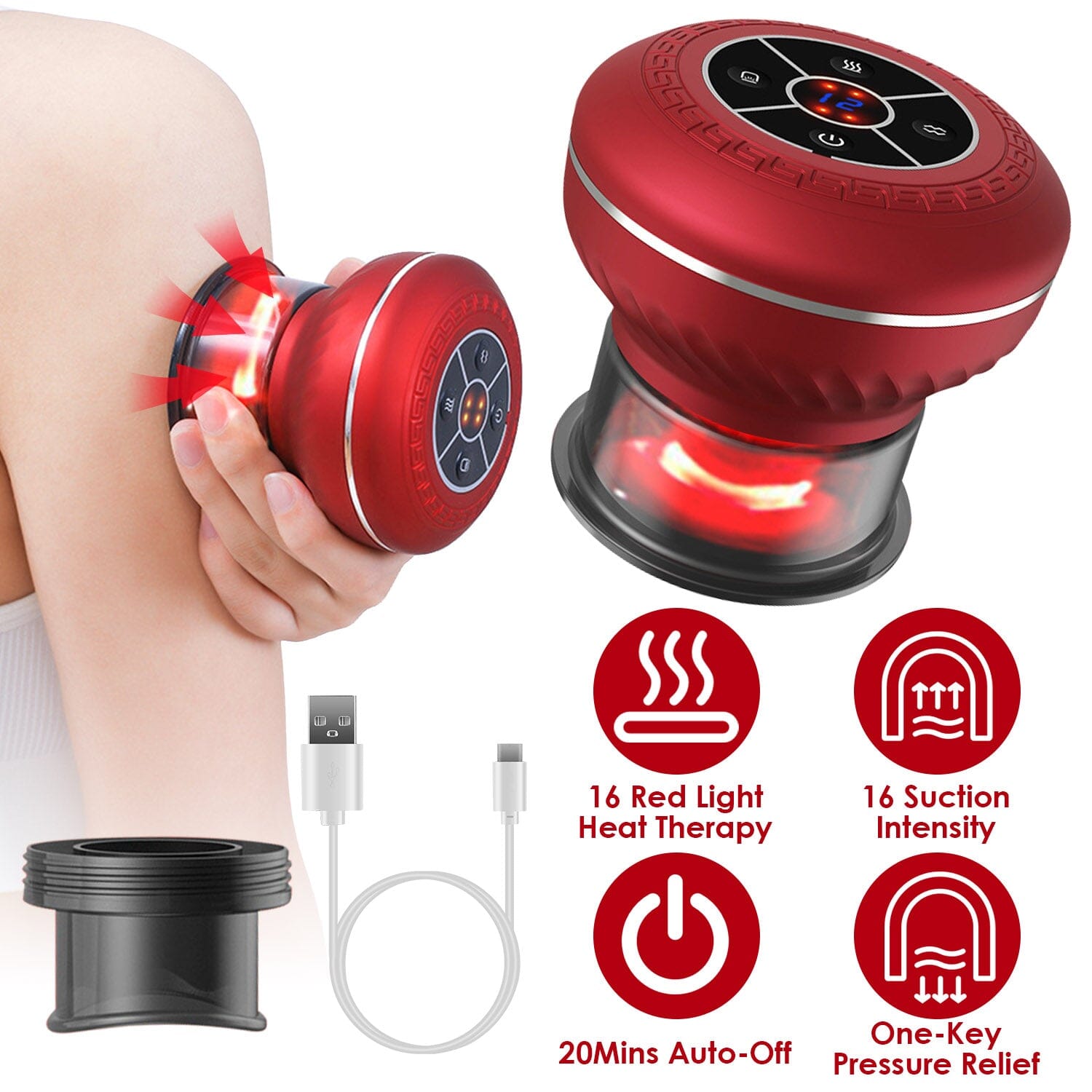 Cuppin Therapy Massager with Red Light Heat Therapy 16 Level Temperature For Cheap Pice