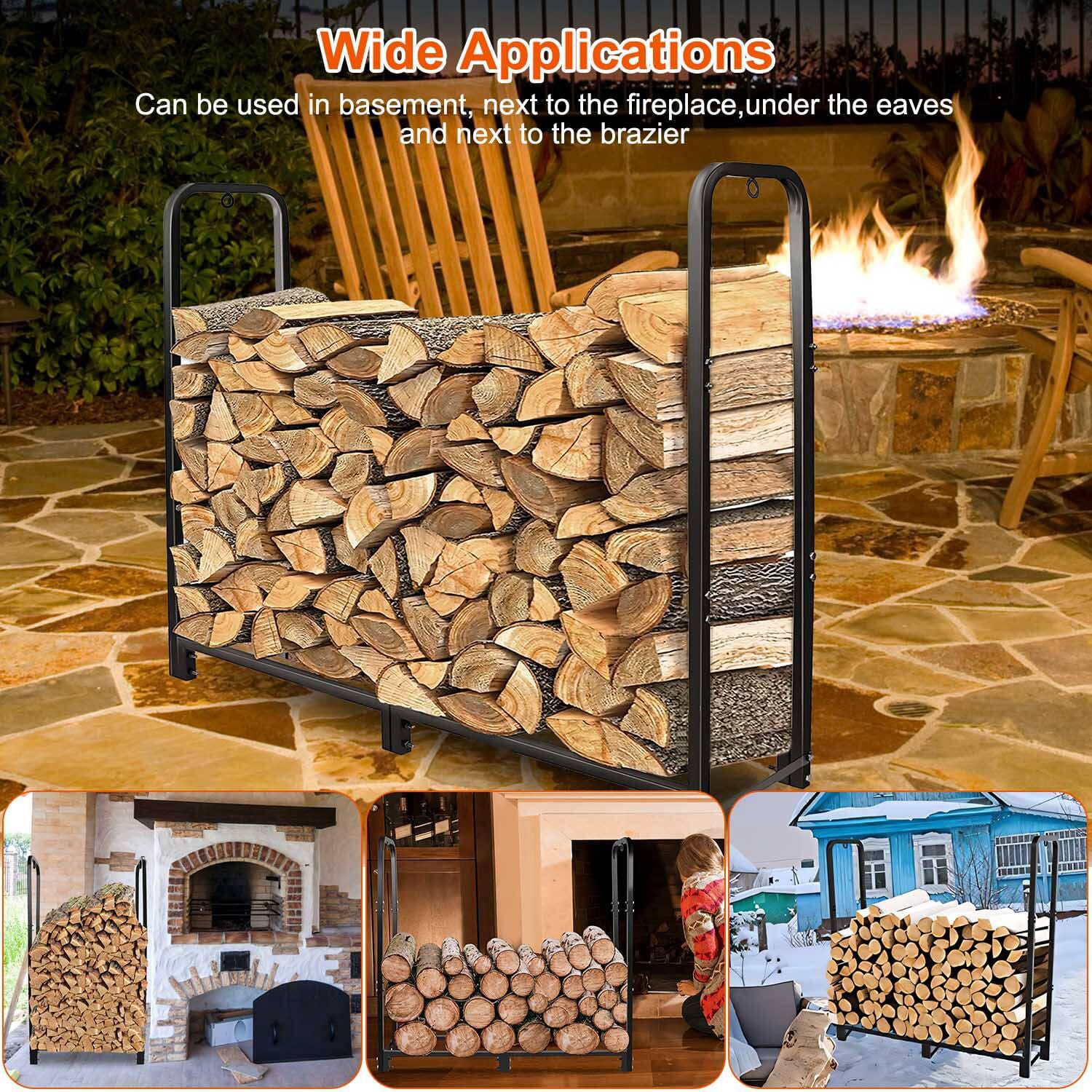 Firewood Log Rack 2500lbs Iron Storage Stacking Rack View