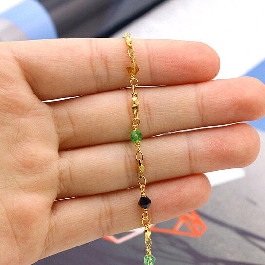 18k Gold Filled High Polish Finish Multi Color Ball Crystal Ankle Bracelet Wide Range Of Sale Online