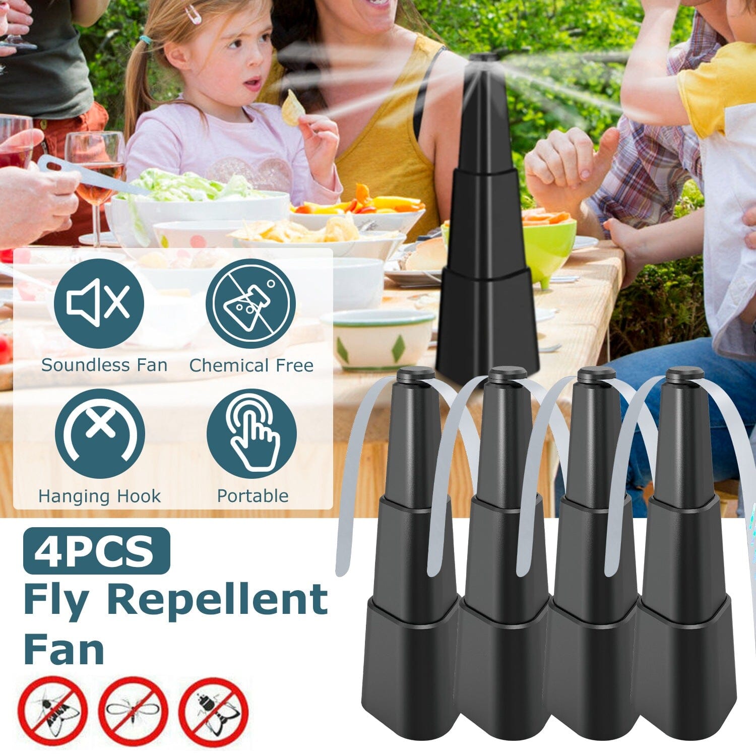 4-Pieces: Fly Repellent Fan Table Top Battery Powered Bug Deterrent Cheap Get Authentic