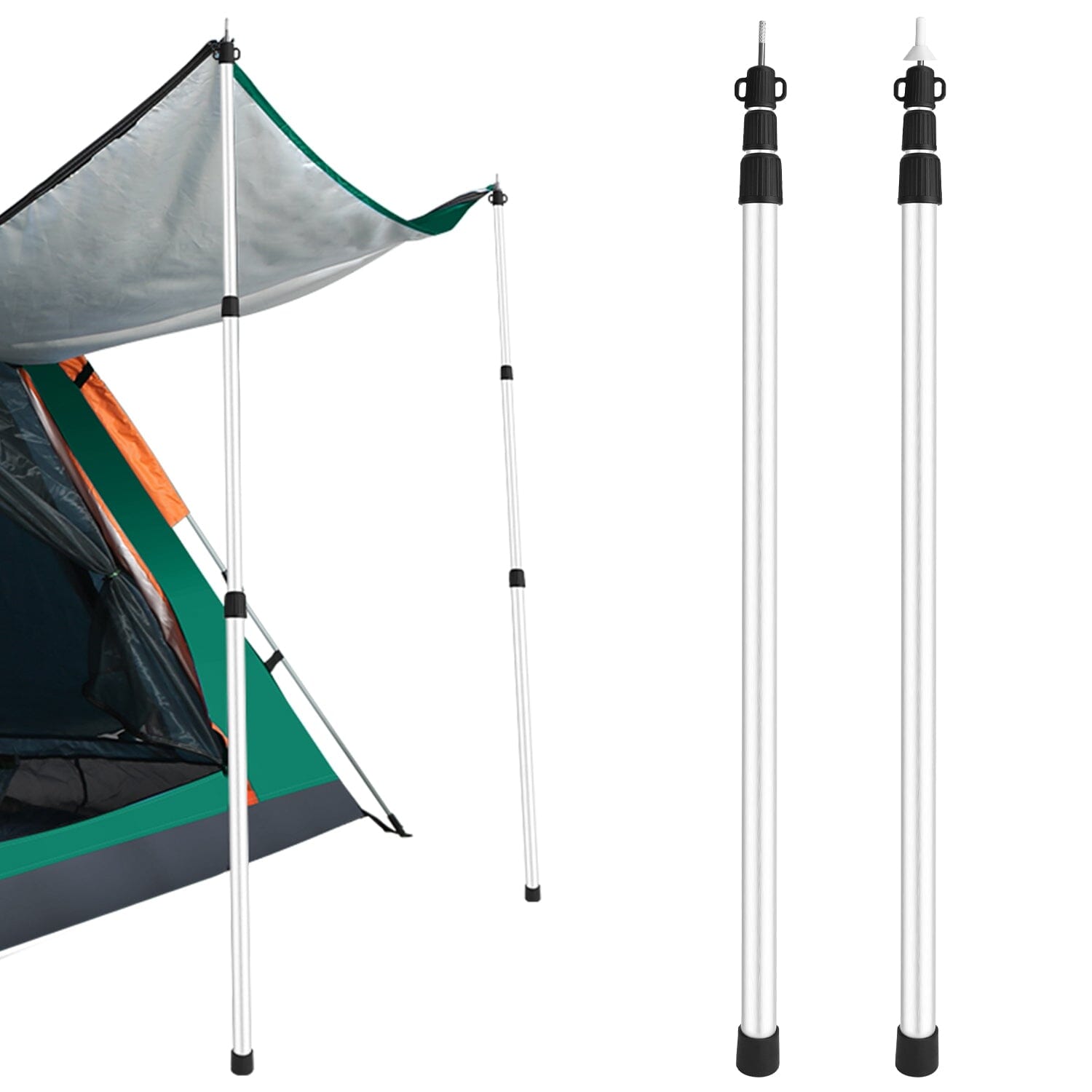 2-Piece: Telescoping Tarp Poles Portable Aluminum Awning Poles Cheap Geniue Stockist