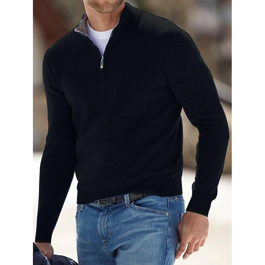 Men's Sweater Jumper Pullover Ribbed Knit Cropped Zipper Knitted Solid Color Get To Buy Cheap Pice