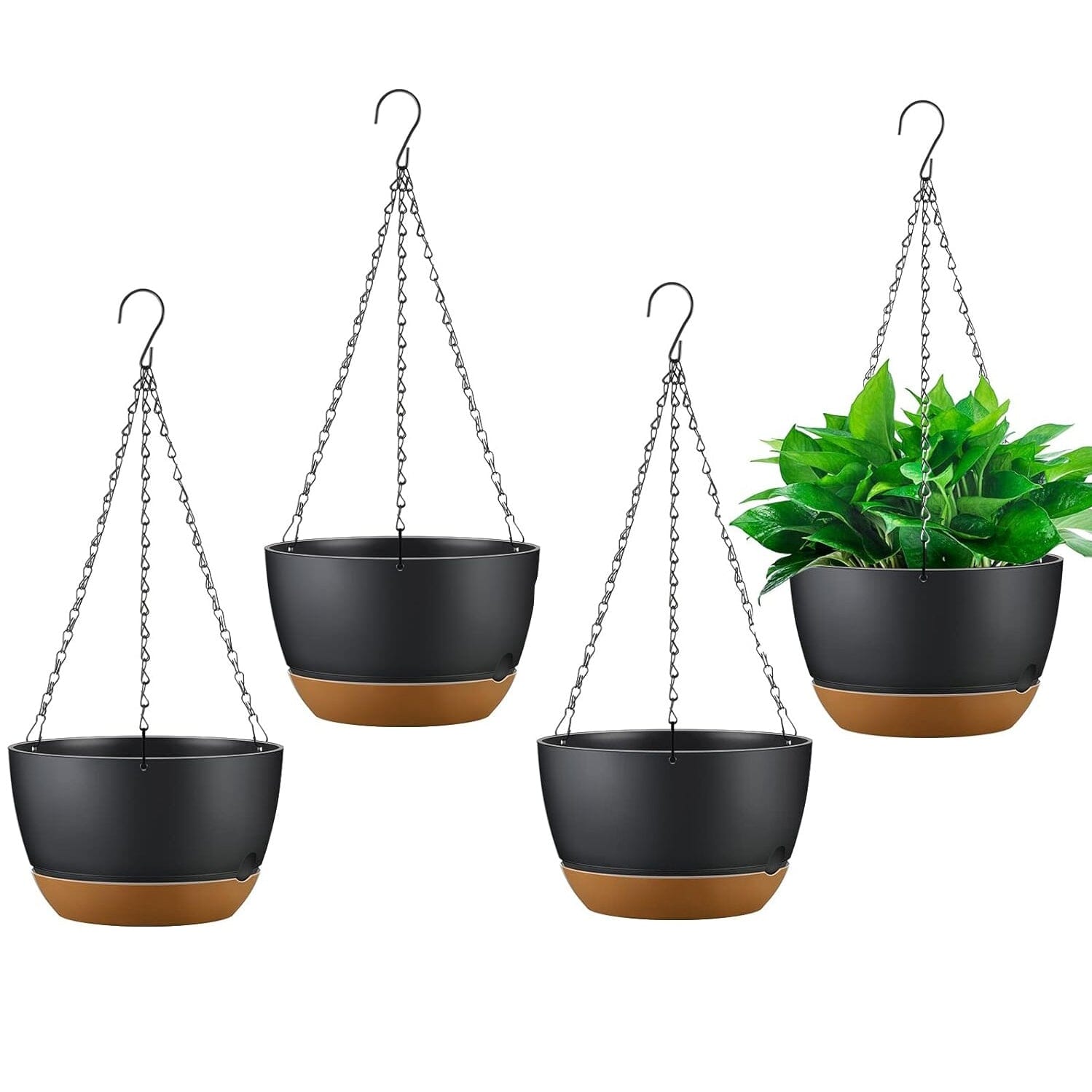 4-Piece: 9.64 Diameter Hanging Planter with Drainage Holes Free Shipping Cheap Pice