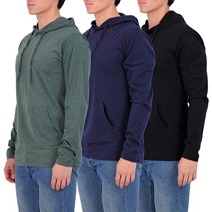 3-Pack: Men's Cotton Lightweight Pullover Hoodies With Pocket Discount In China