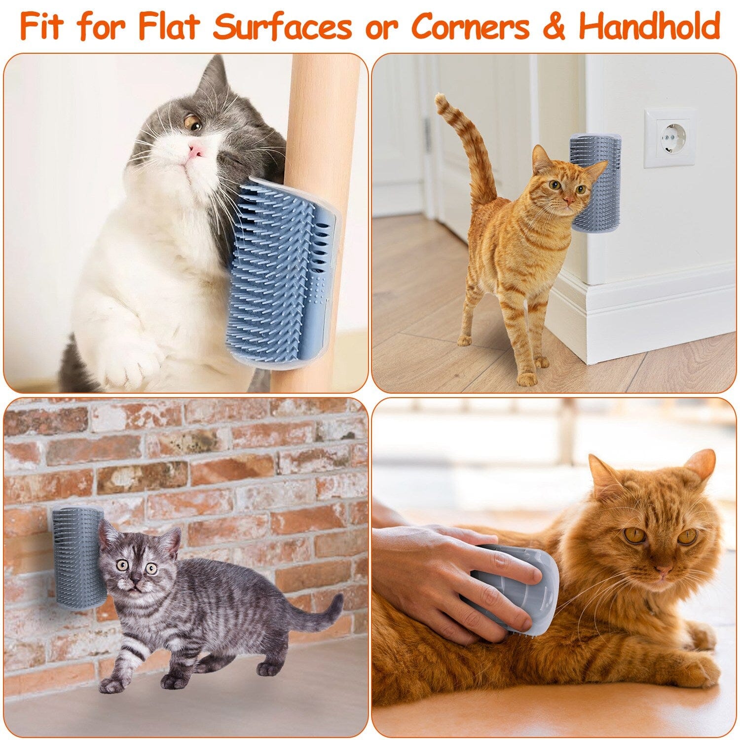 4-Pieces: Cat Self Groomer Soft Silicone Wall Corner Scratcher Sale Great Deals