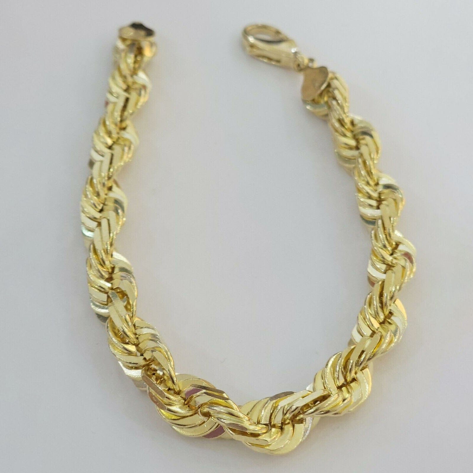 10K Solid Yellow Gold 8 6MM Rope Bracelet Free Shipping Big Discount