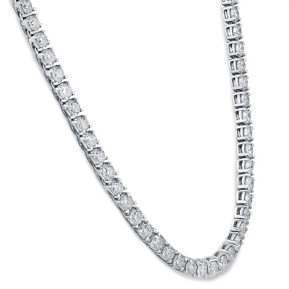 16 20Ct Diamond Tennis Necklace 14k White Gold Lab Grown Get To Buy Cheap Pice