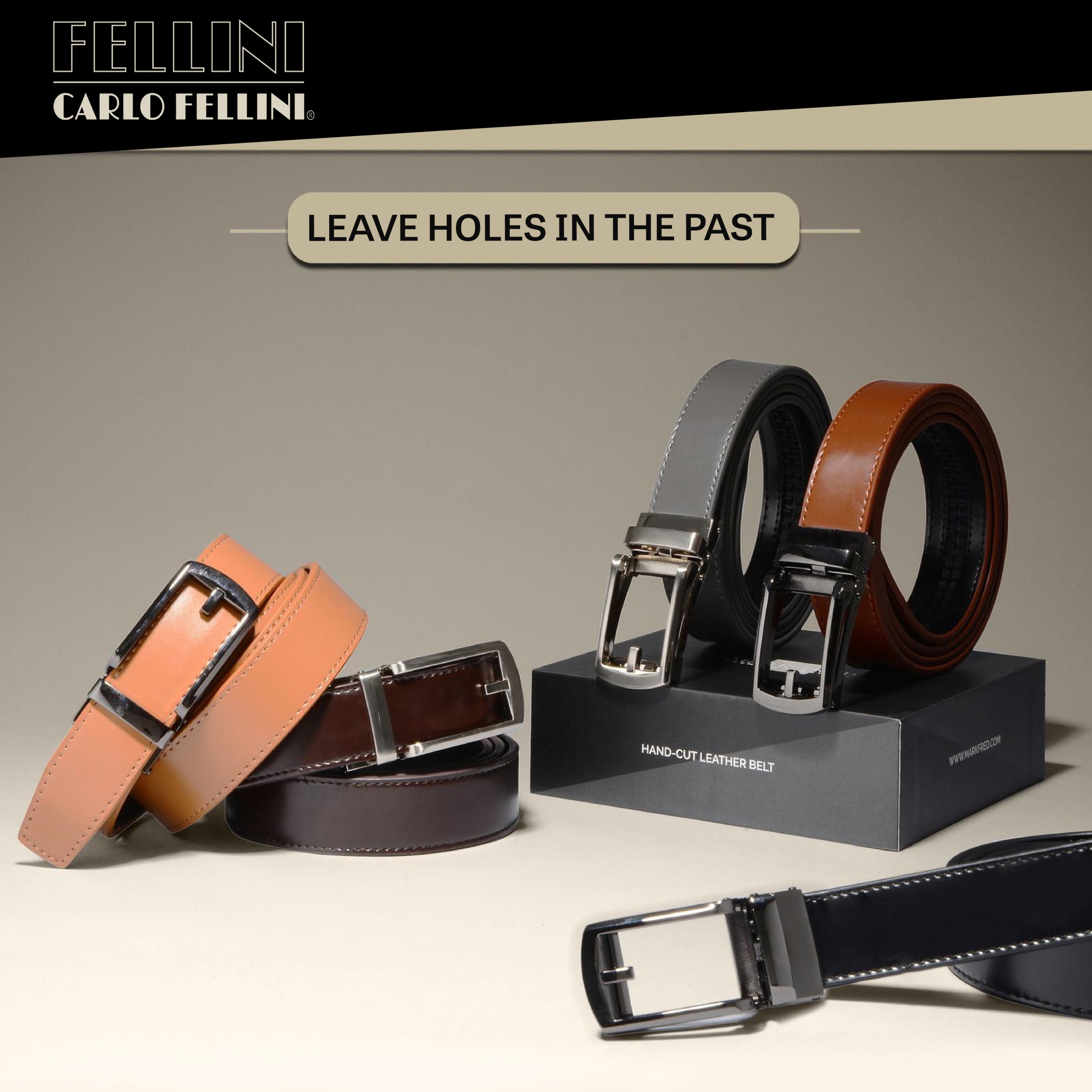 2-Pack: Carlo Fellini Men's Ratchet Belt Genuine Leather Belt Sale Cheapest Pice